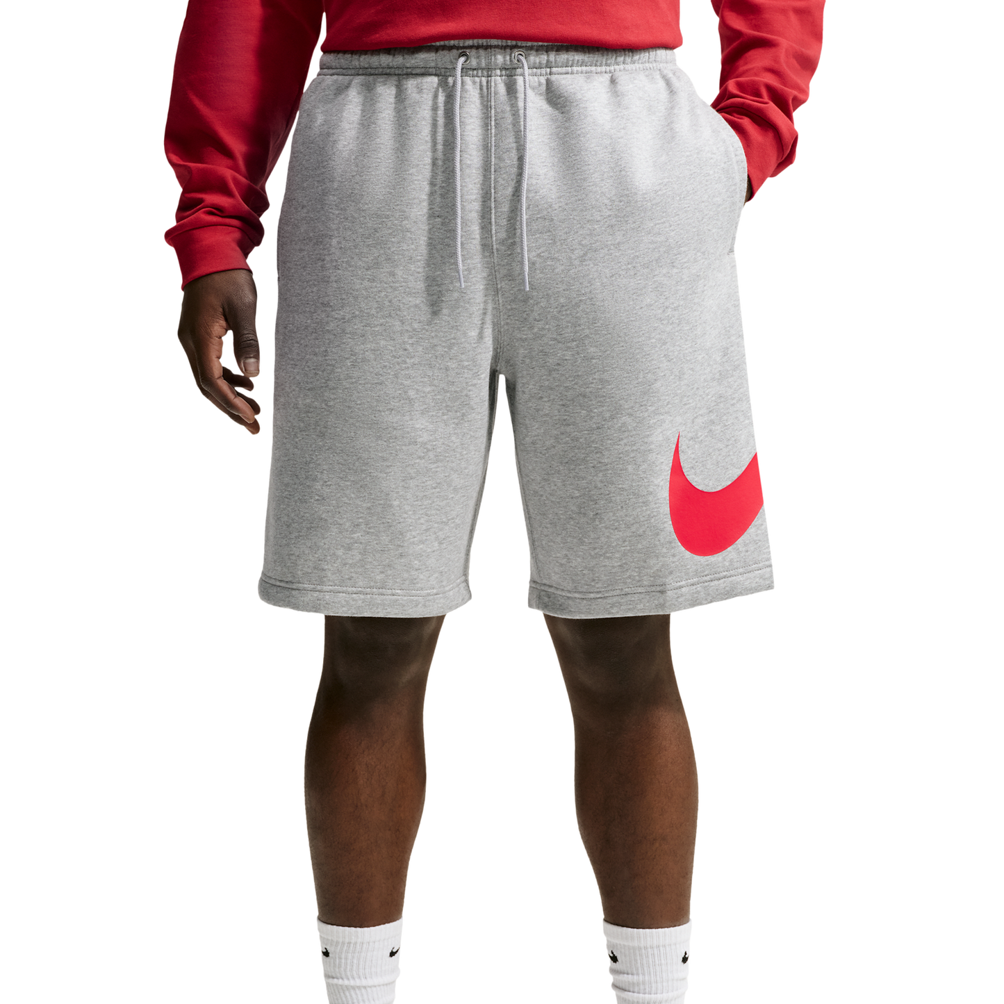 Nike Solo Swoosh Fleece Shorts - Men's - University Red/Light Smoke Grey/Dark Grey Heather