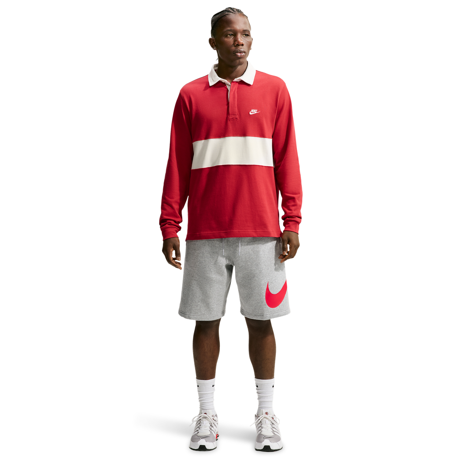 Nike Solo Swoosh Fleece Shorts - Men's - University Red/Light Smoke Grey/Dark Grey Heather