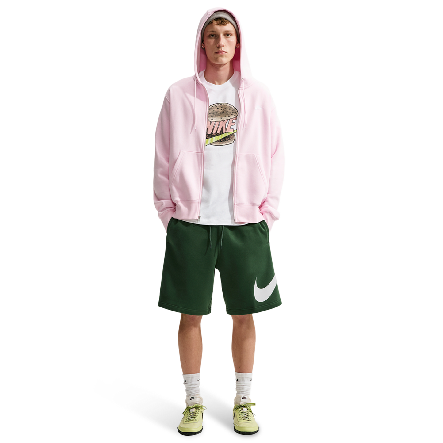 Nike Solo Swoosh Fleece Shorts - Men's - Fir/Fir/White