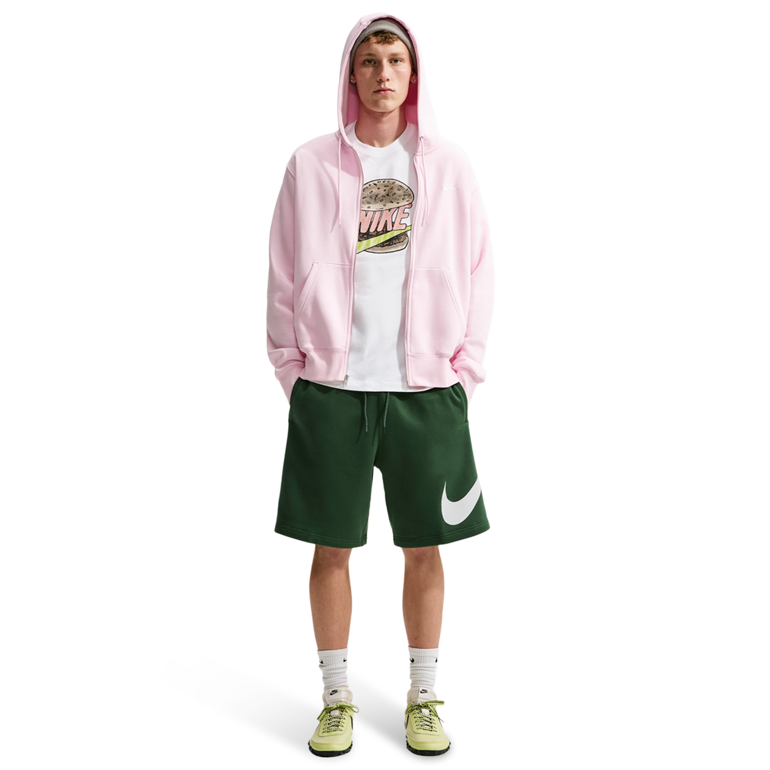 Nike Solo Swoosh Fleece Shorts - Men's - Fir/Fir/White