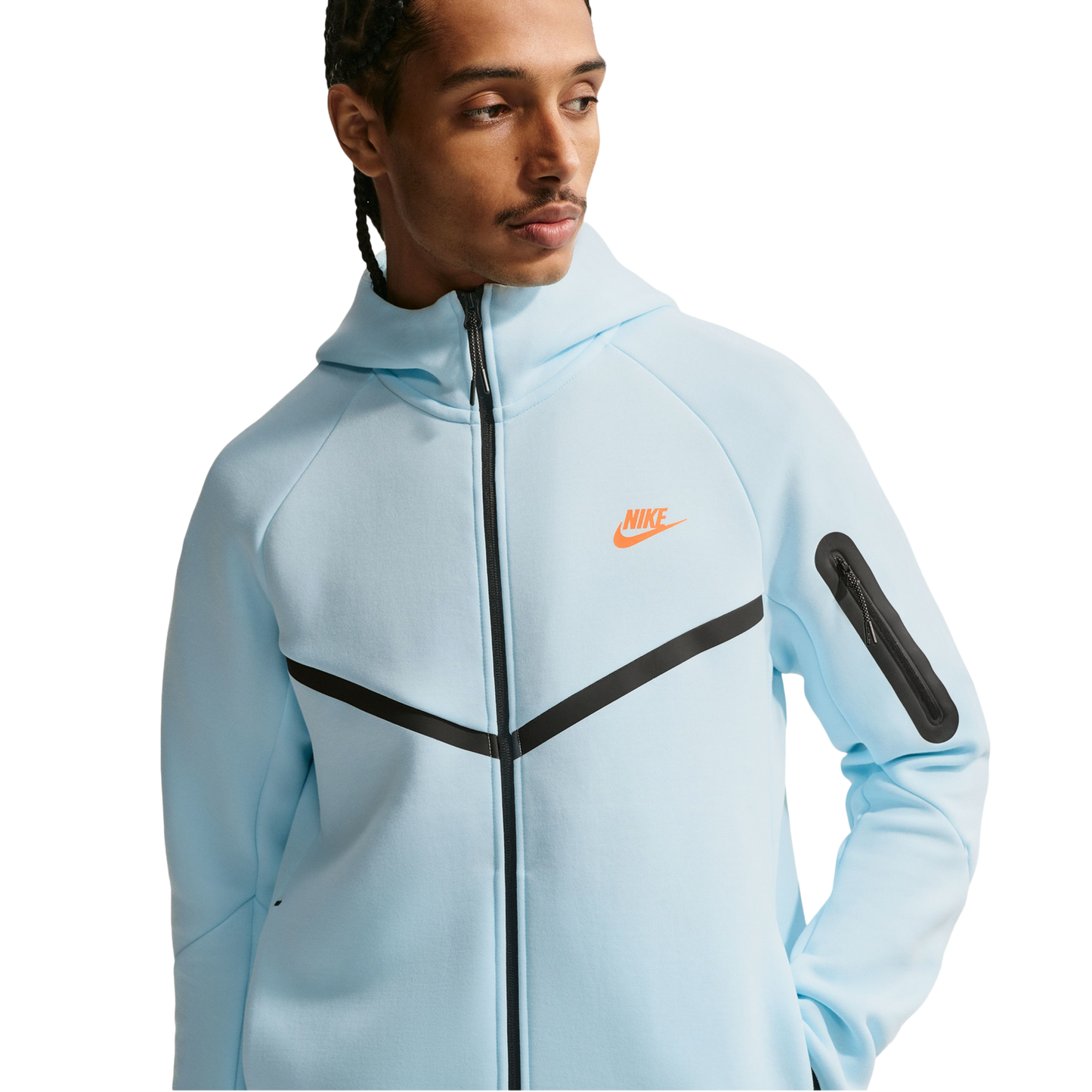Nike Tech Fleece Full-Zip Windrunner Hoodie - Men's - Blue/Orange