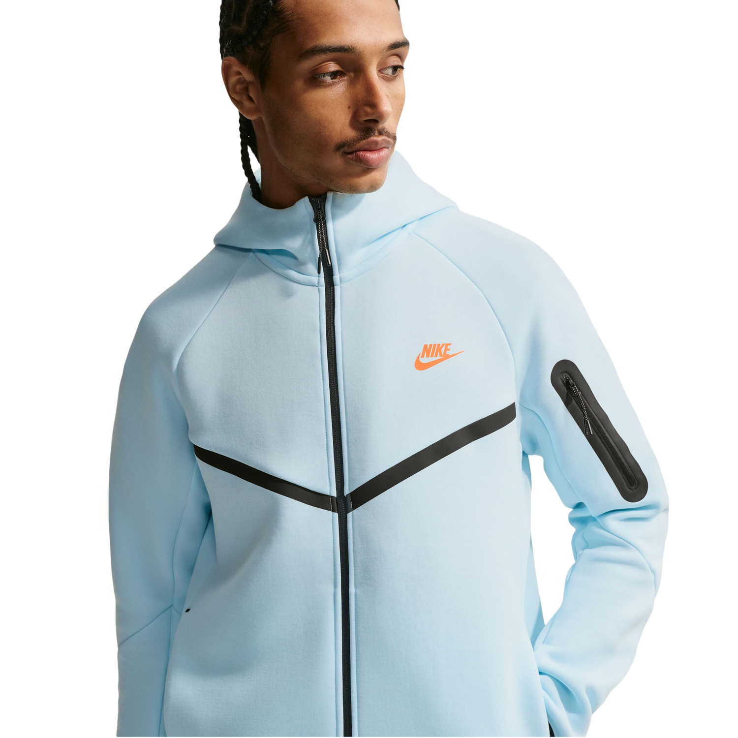 Nike Tech Fleece Full-Zip Windrunner Hoodie - Men's - Blue/Orange