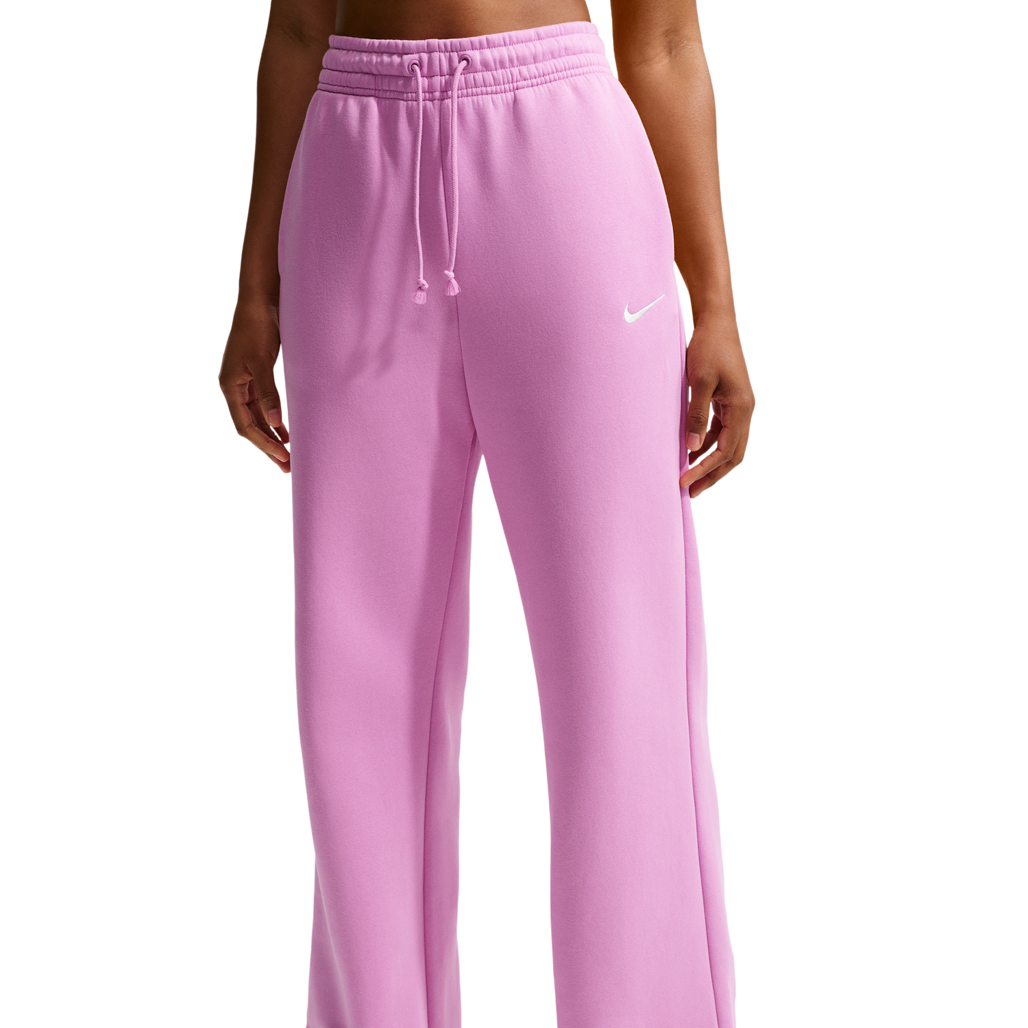 Nike Phoenix Fleece High Rise Wide Pants - Women's - Sail/Lt Magenta