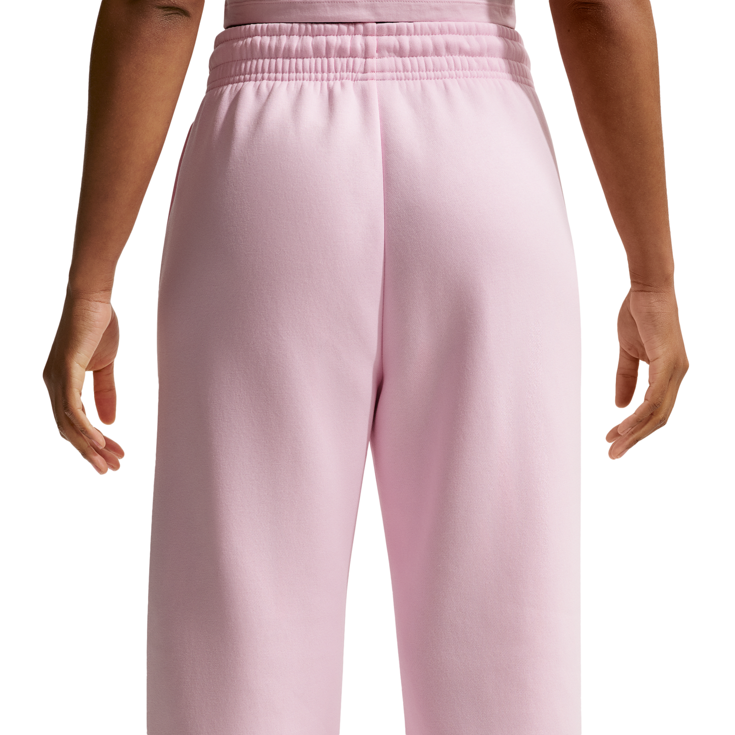 Nike Phoenix Fleece High Rise Wide Pants - Women's - Sail/Pink Foam