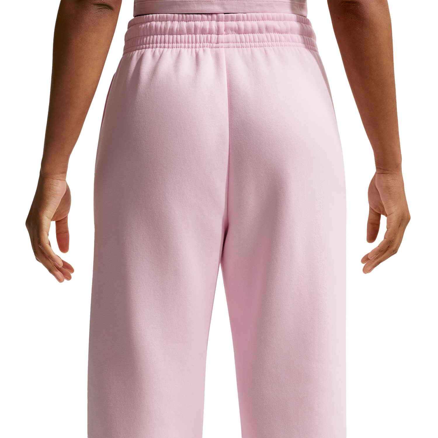 Nike Phoenix Fleece High Rise Wide Pants - Women's - Sail/Pink Foam