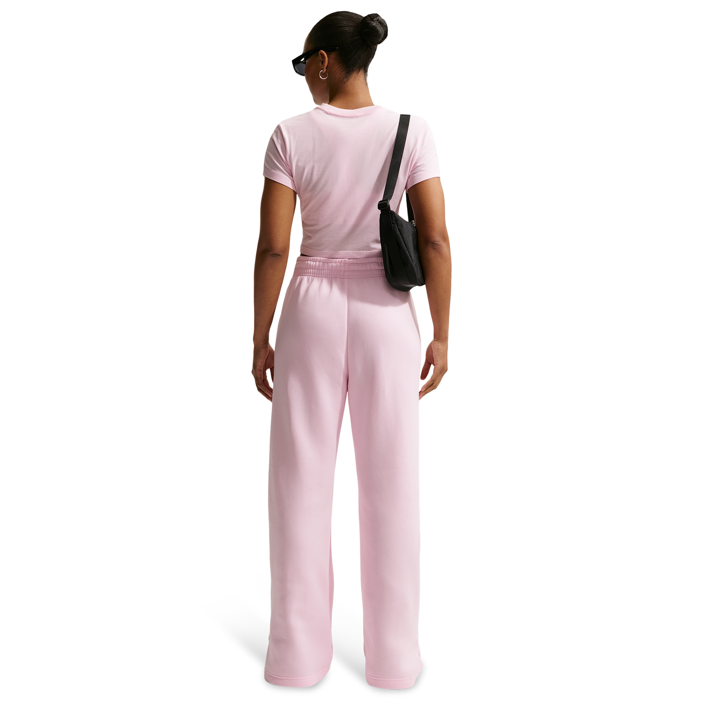 Nike Phoenix Fleece High Rise Wide Pants - Women's - Sail/Pink Foam