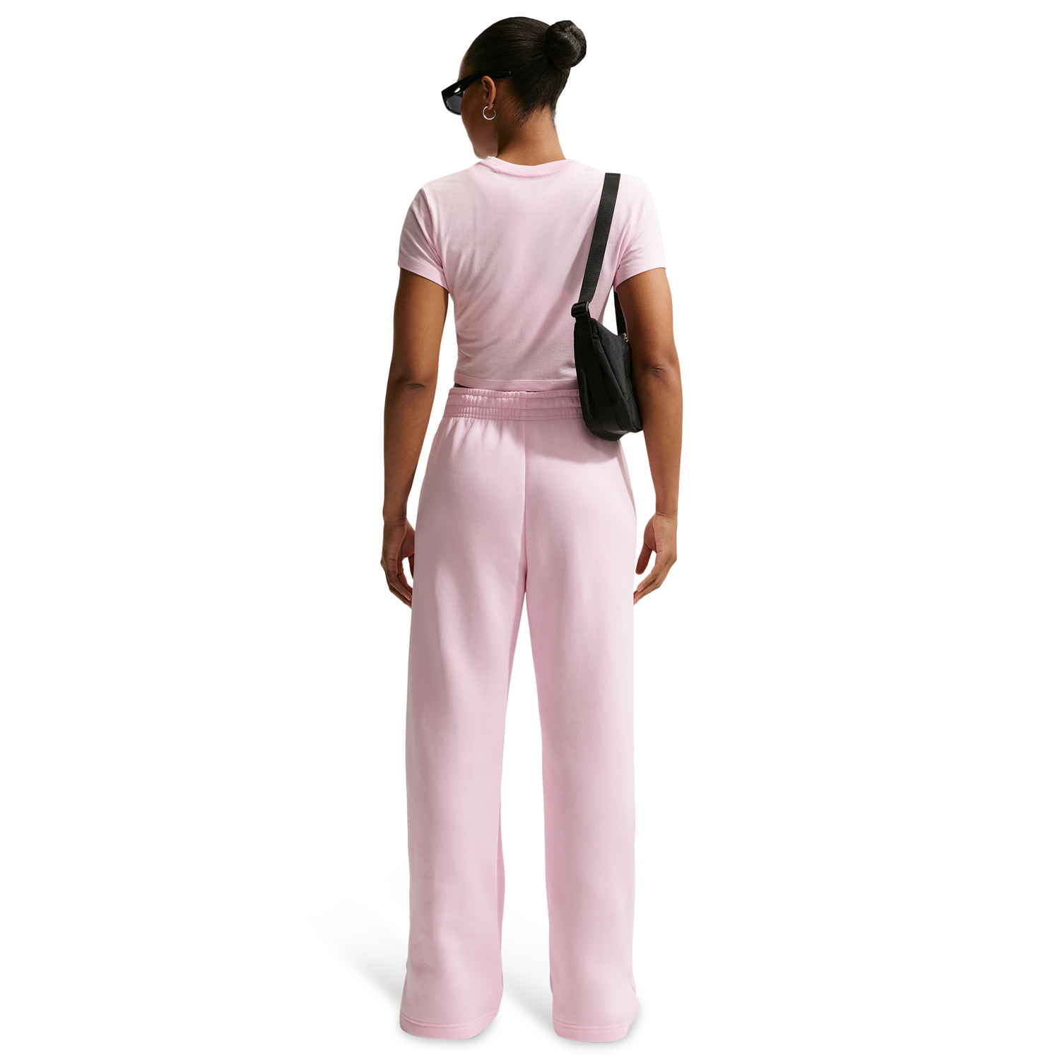 Nike Phoenix Fleece High Rise Wide Pants - Women's - Sail/Pink Foam