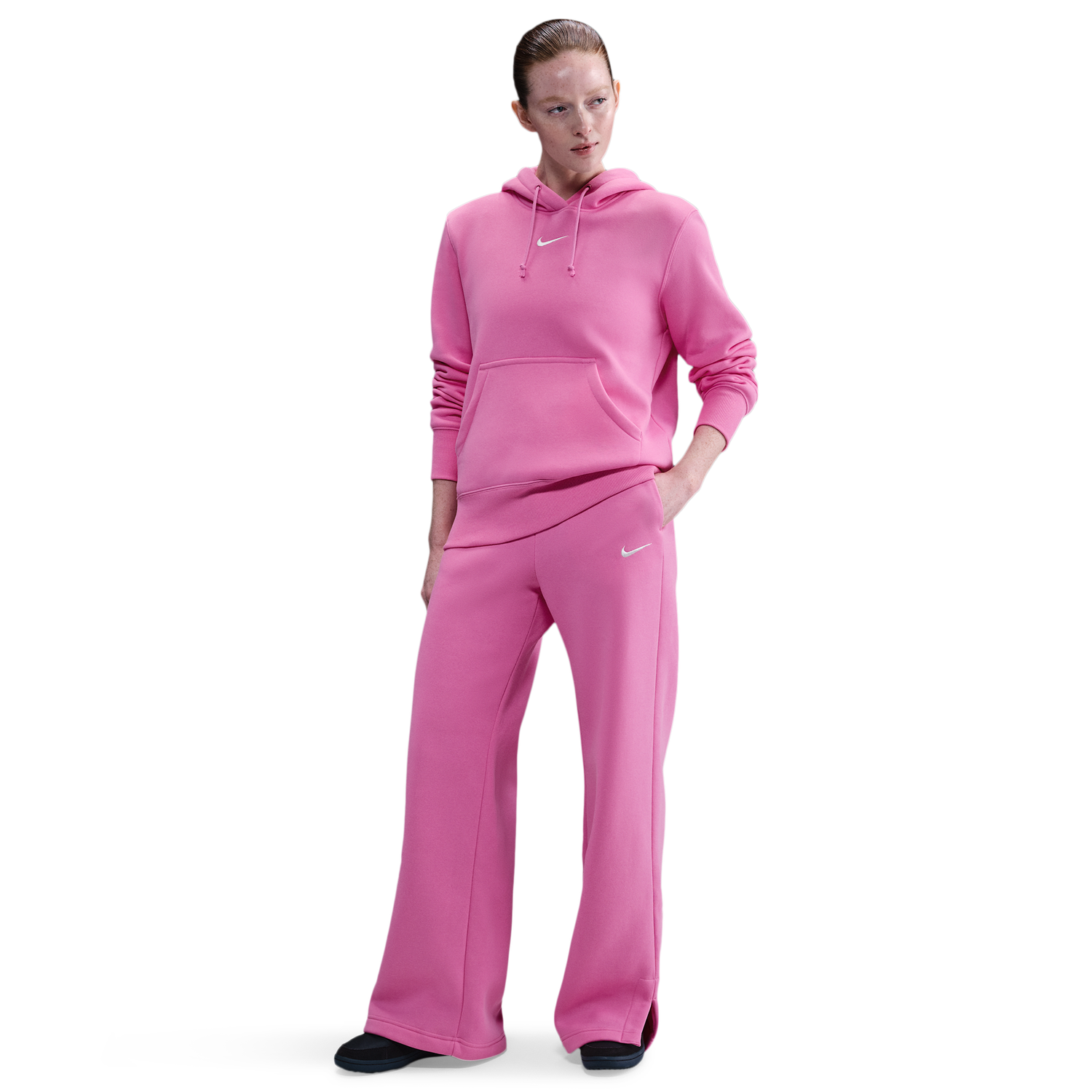 Nike Phoenix Fleece High Rise Wide Pants - Women's - Playful Pink/Sail