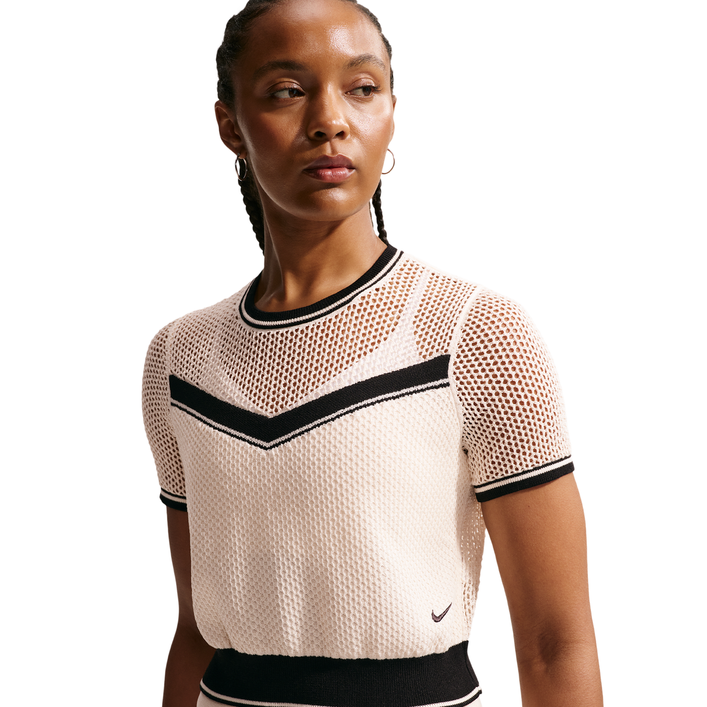 Nike NSW Chill Op Knit SS Crop Top - Women's - Chalk/Black/Black