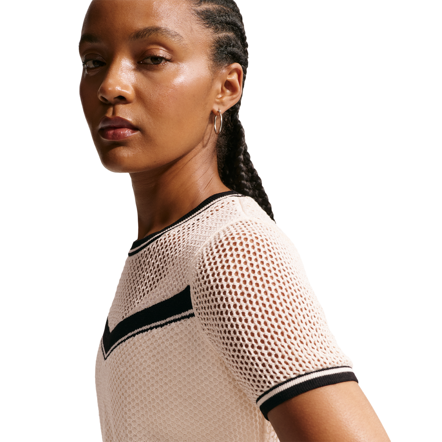 Nike NSW Chill Op Knit SS Crop Top - Women's - Chalk/Black/Black