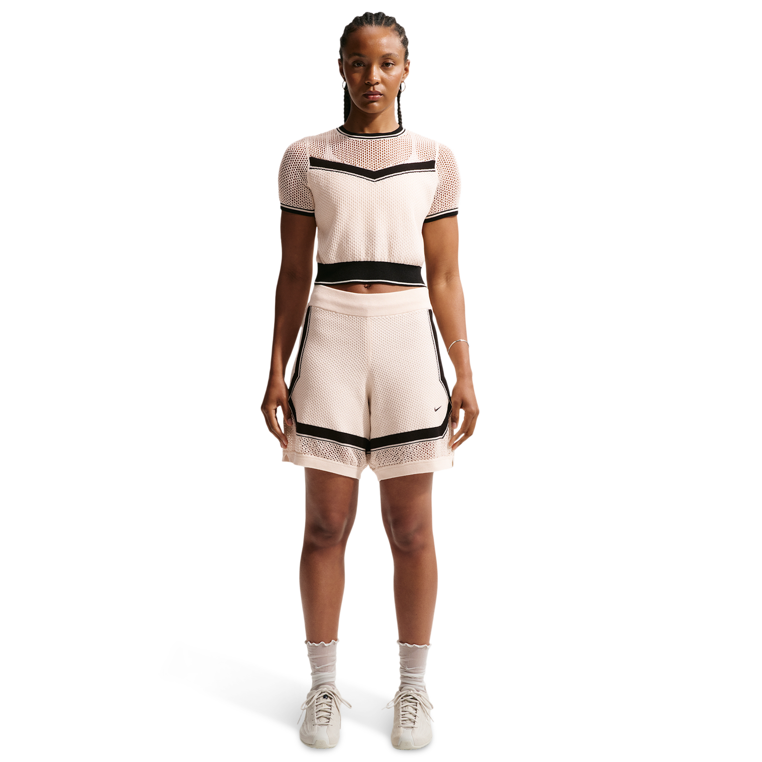 Nike NSW Chill Op Knit SS Crop Top - Women's - Chalk/Black/Black