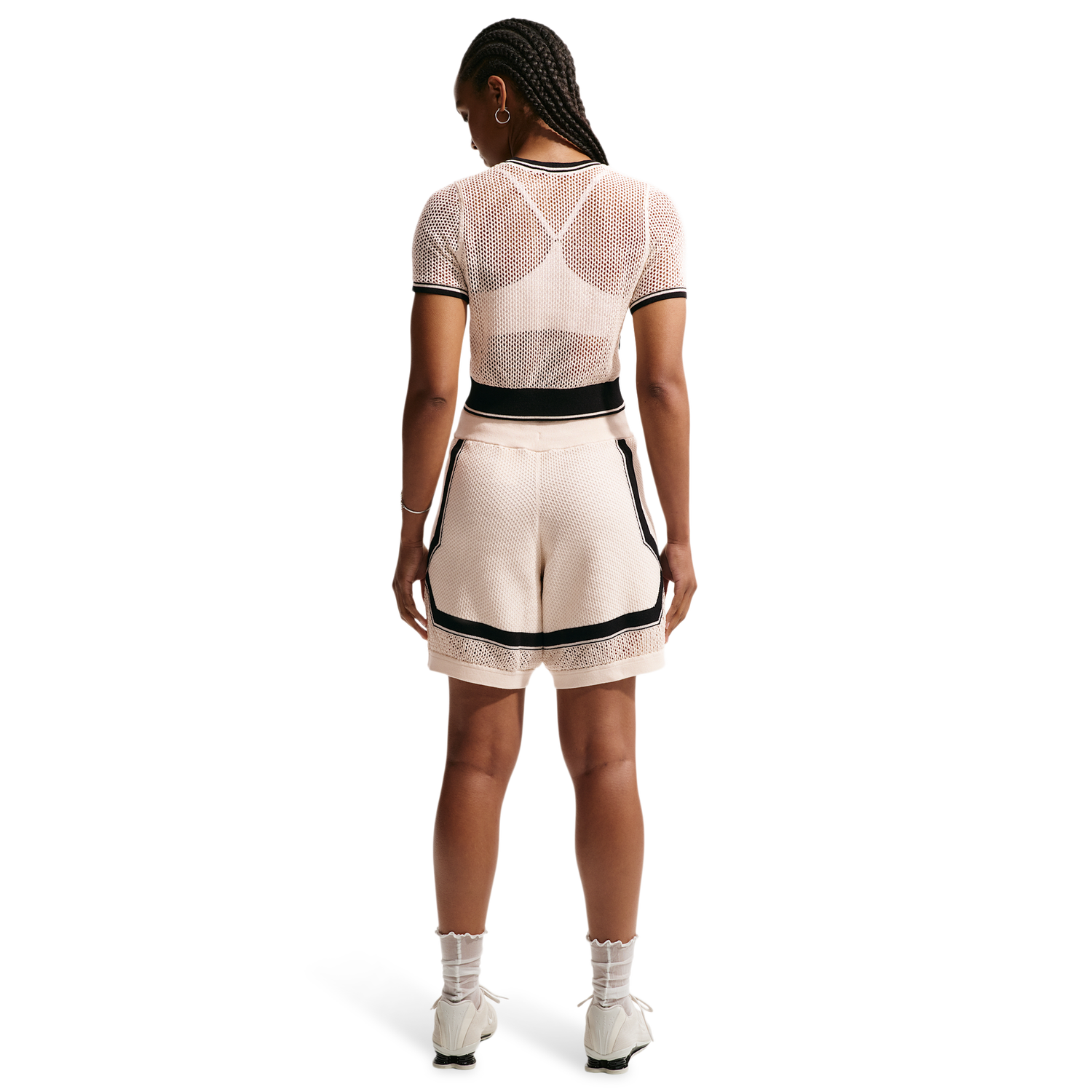 Nike NSW Chill Op Knit SS Crop Top - Women's - Chalk/Black/Black