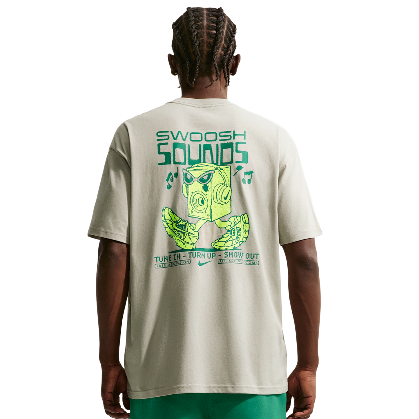 Nike NSW Loose Swoosh Sounds Tee - Men's - Spruce Fog