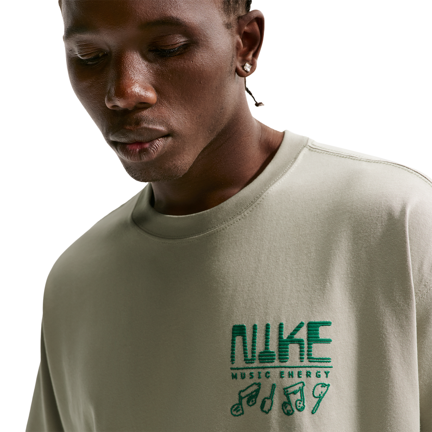 Nike NSW Loose Swoosh Sounds Tee - Men's - Spruce Fog