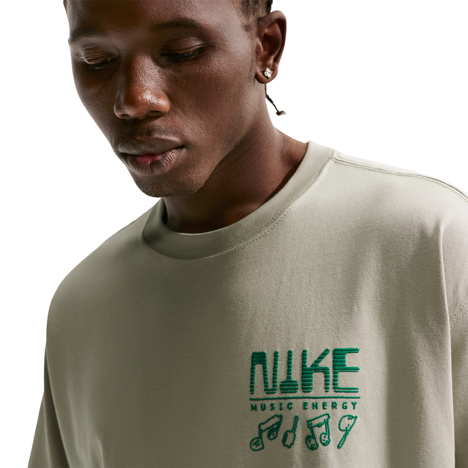 Nike NSW Loose Swoosh Sounds Tee - Men's - Spruce Fog