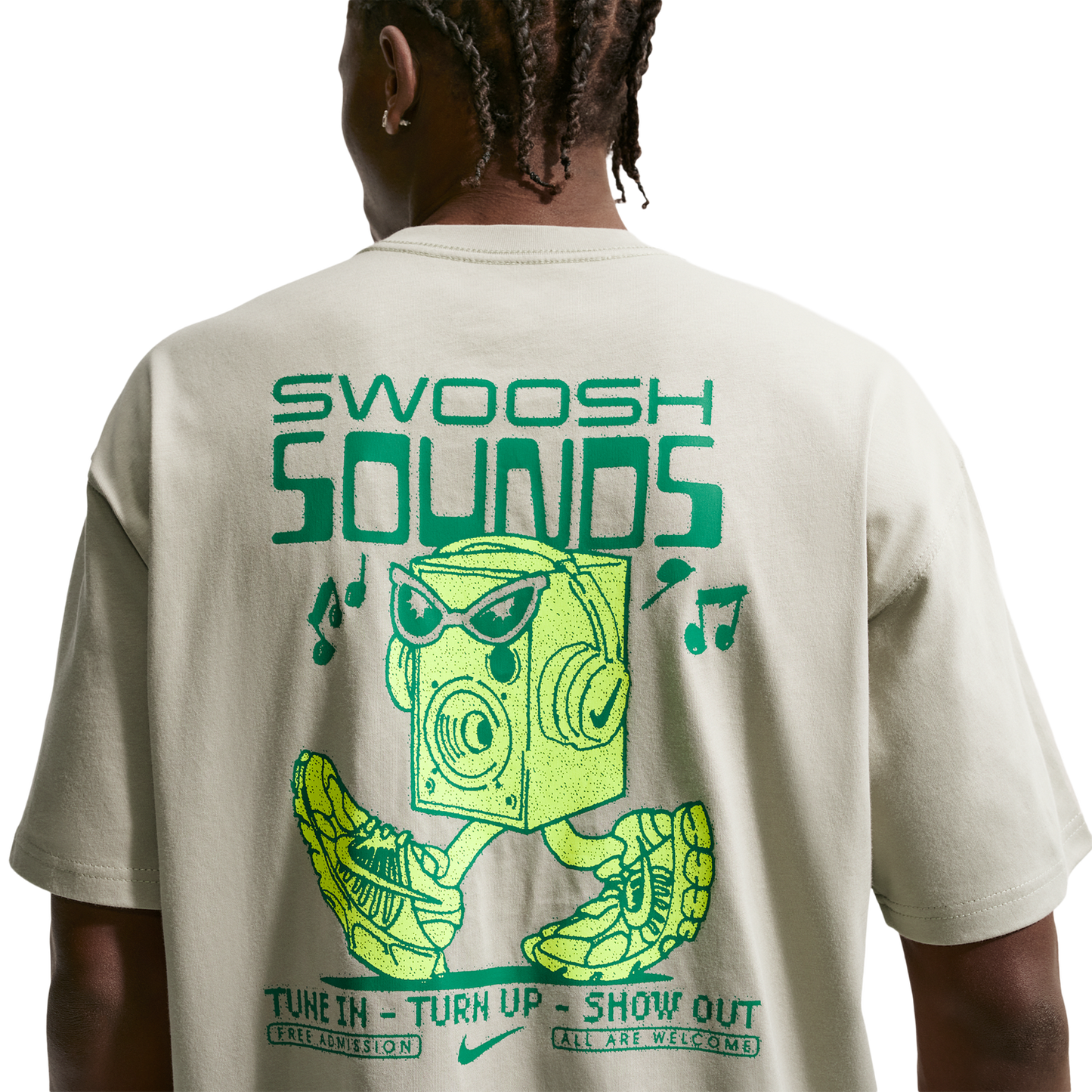 Nike NSW Loose Swoosh Sounds Tee - Men's - Spruce Fog