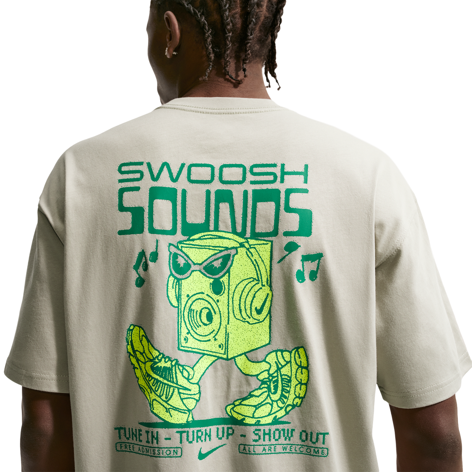 Nike NSW Loose Swoosh Sounds Tee - Men's - Spruce Fog