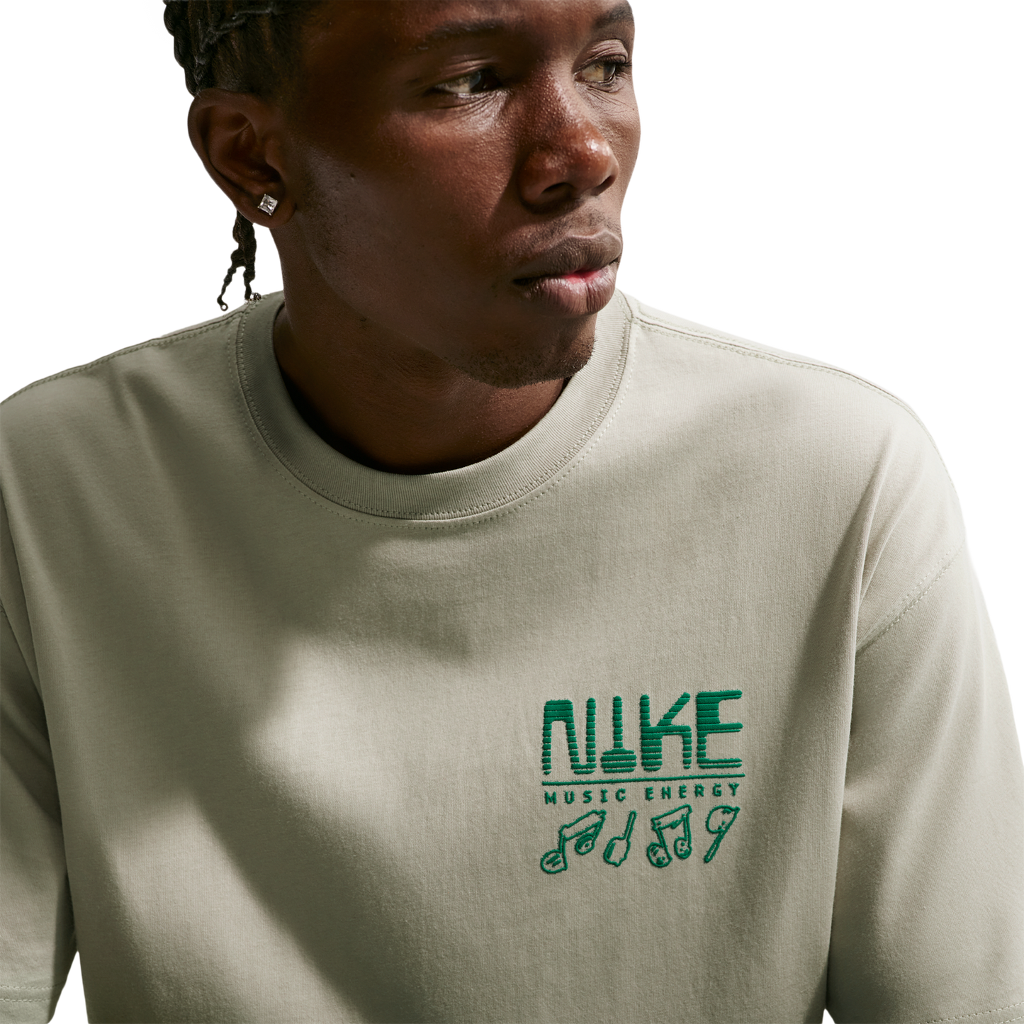 Nike NSW Loose Swoosh Sounds Tee - Men's - Spruce Fog