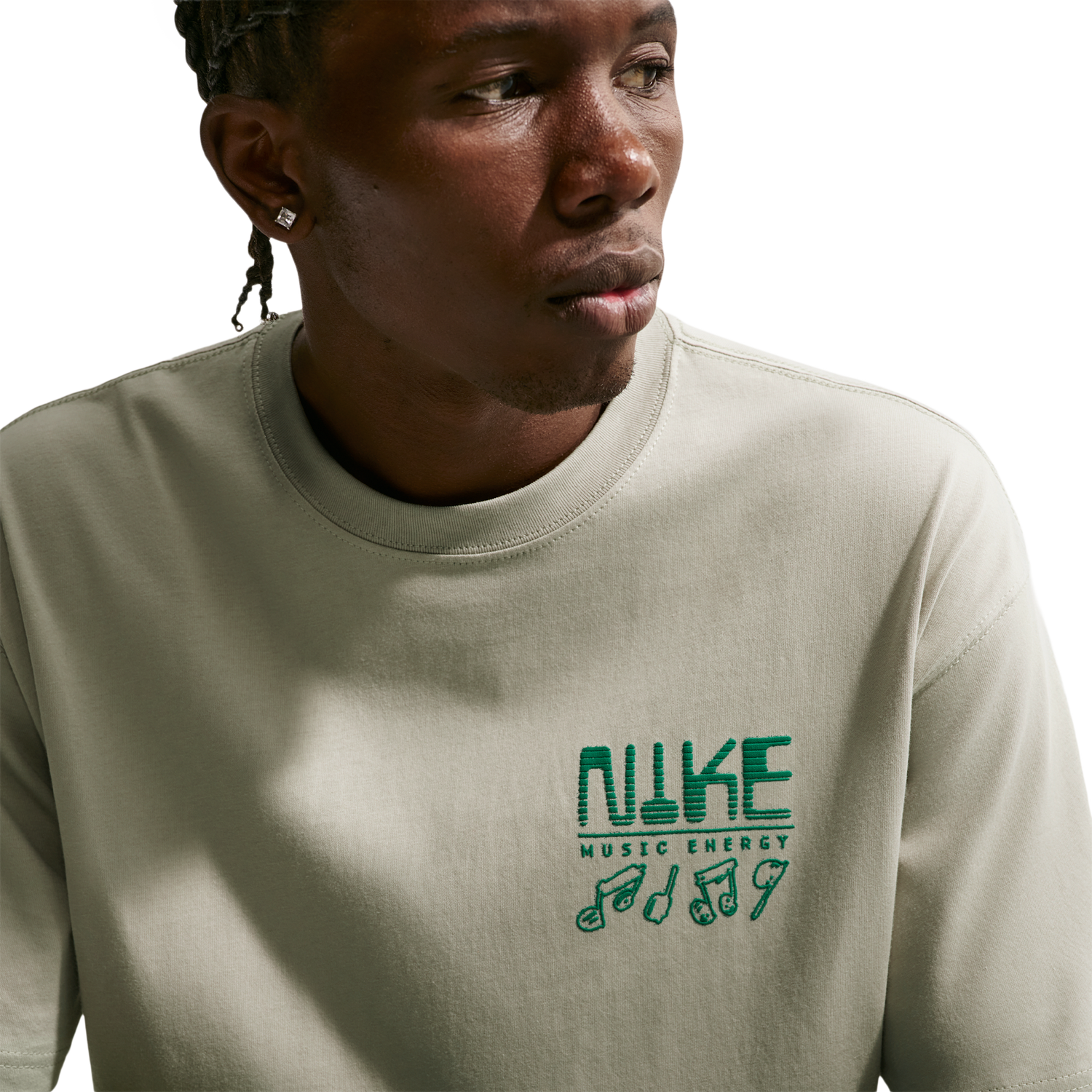 Nike NSW Loose Swoosh Sounds Tee - Men's - Spruce Fog