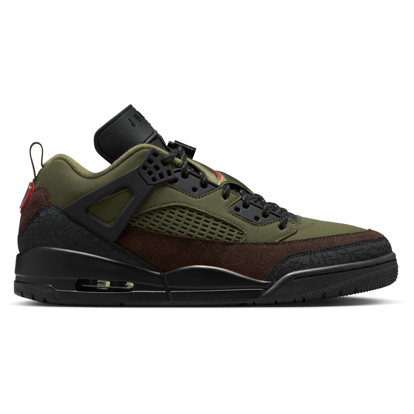 Jordan Spizike Low V2 - Men's - Black/Medium Olive/University Red