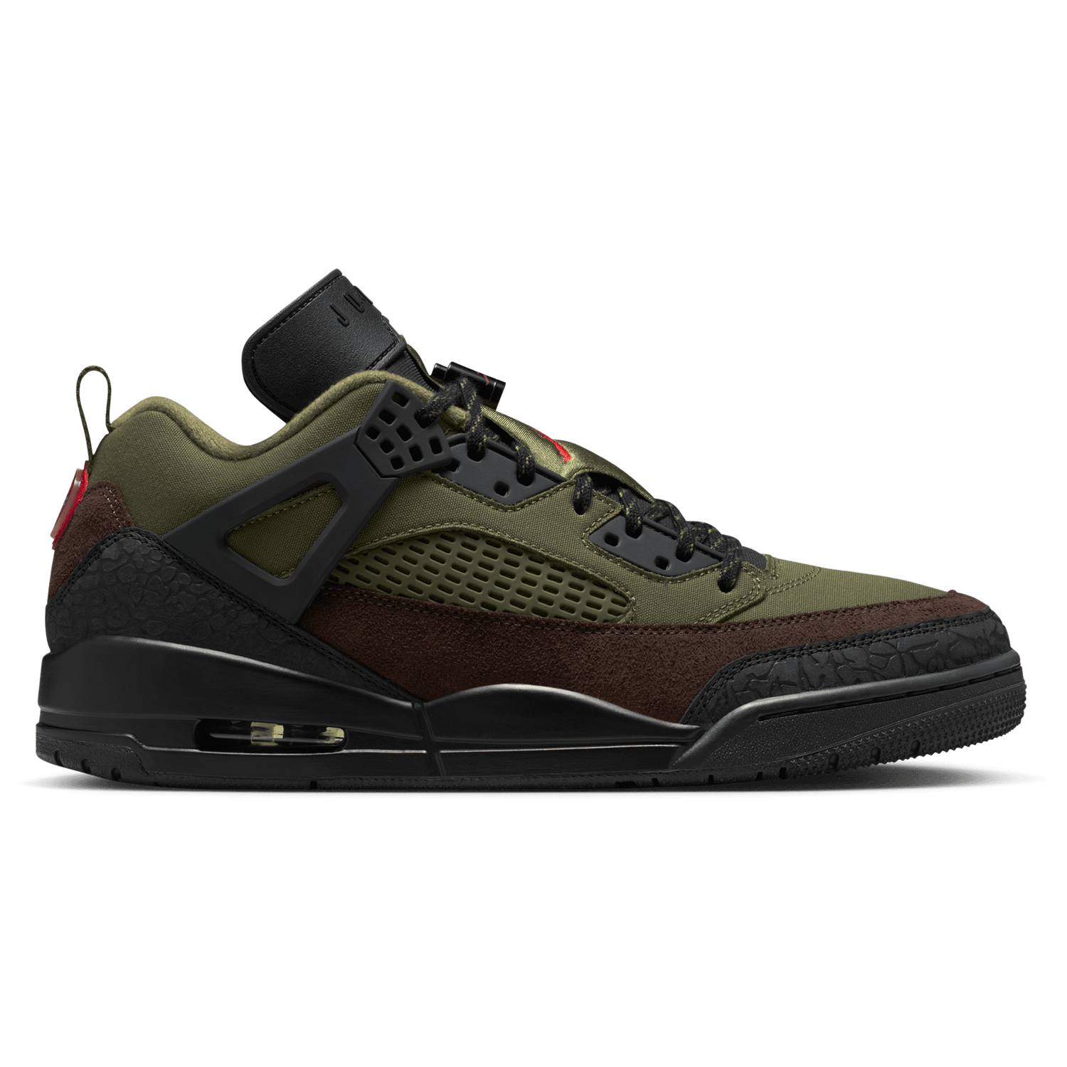 Jordan Spizike Low V2 - Men's - Black/Medium Olive/University Red