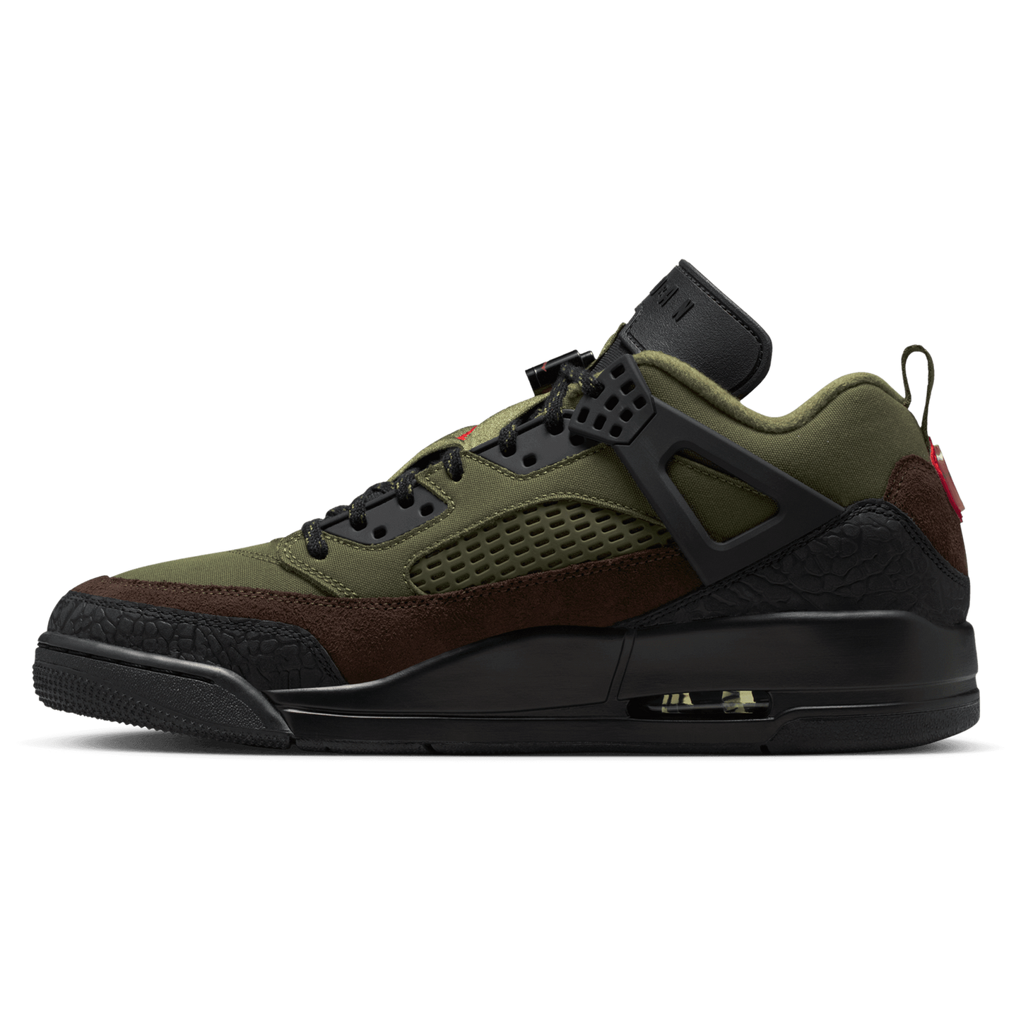Jordan Spizike Low V2 - Men's - Black/Medium Olive/University Red