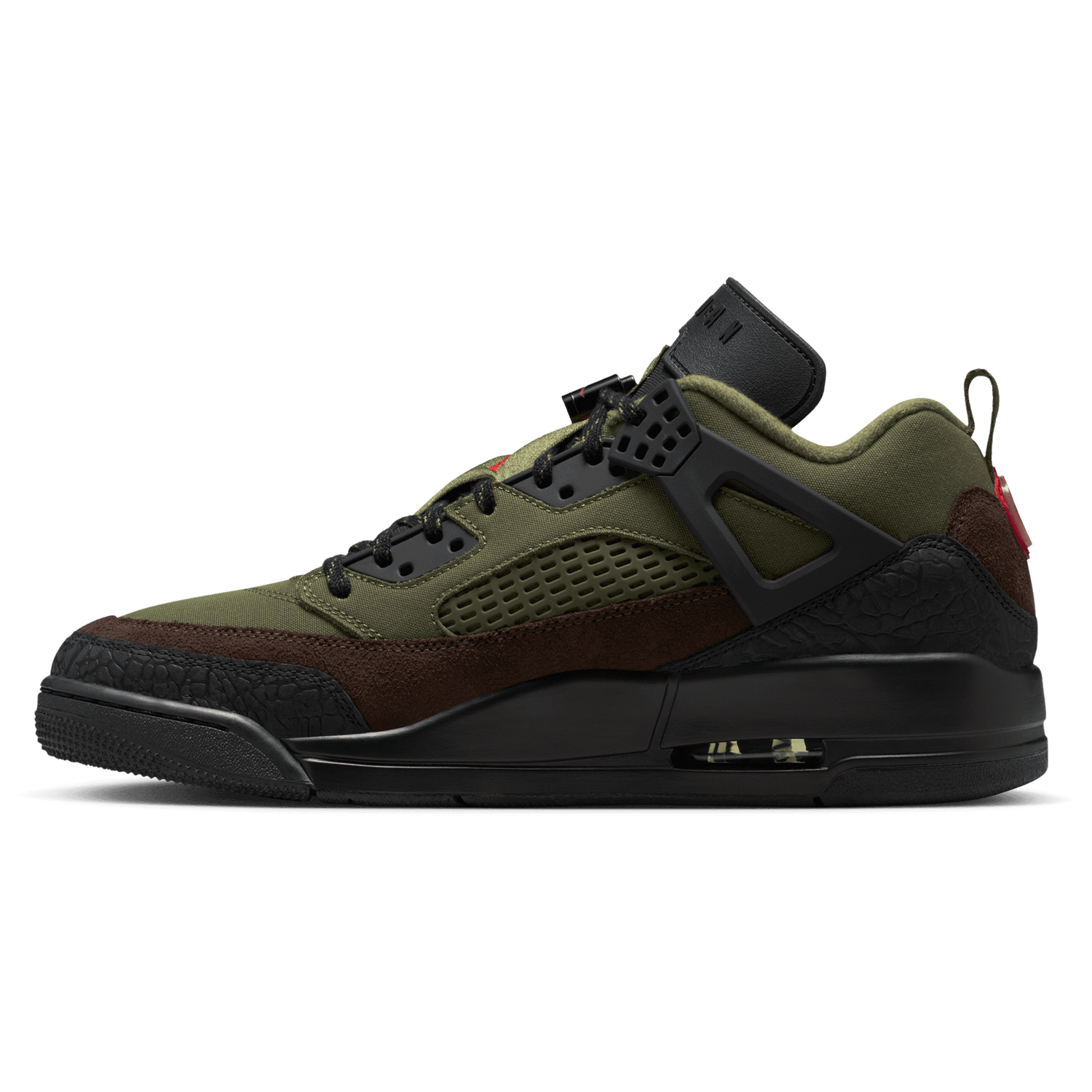 Jordan Spizike Low V2 - Men's - Black/Medium Olive/University Red