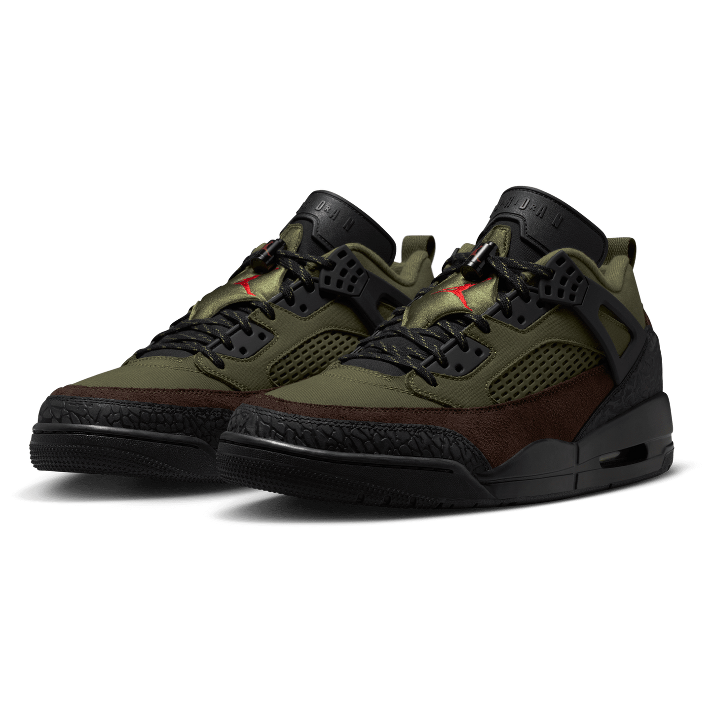 Jordan Spizike Low V2 - Men's - Black/Medium Olive/University Red