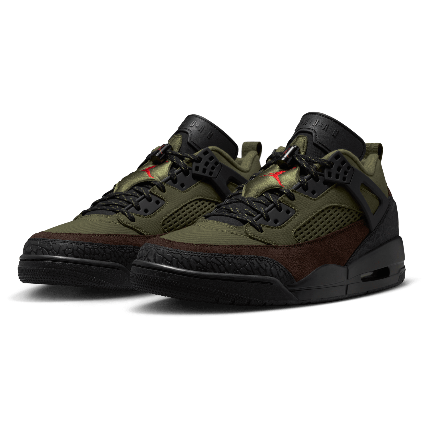 Jordan Spizike Low V2 - Men's - Black/Medium Olive/University Red