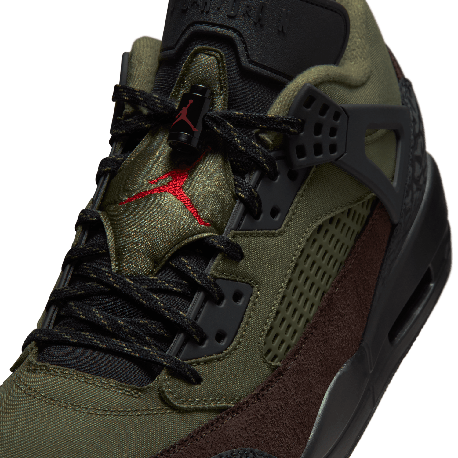 Jordan Spizike Low V2 - Men's - Black/Medium Olive/University Red