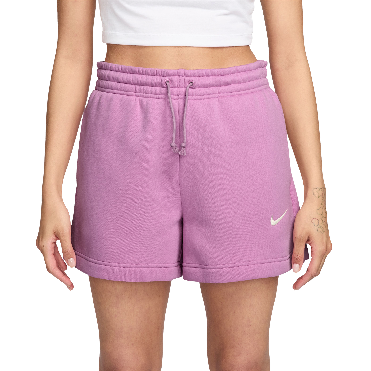 Nike Phoenix Fleece MR Shorts - Women's - Light Magenta/Sail