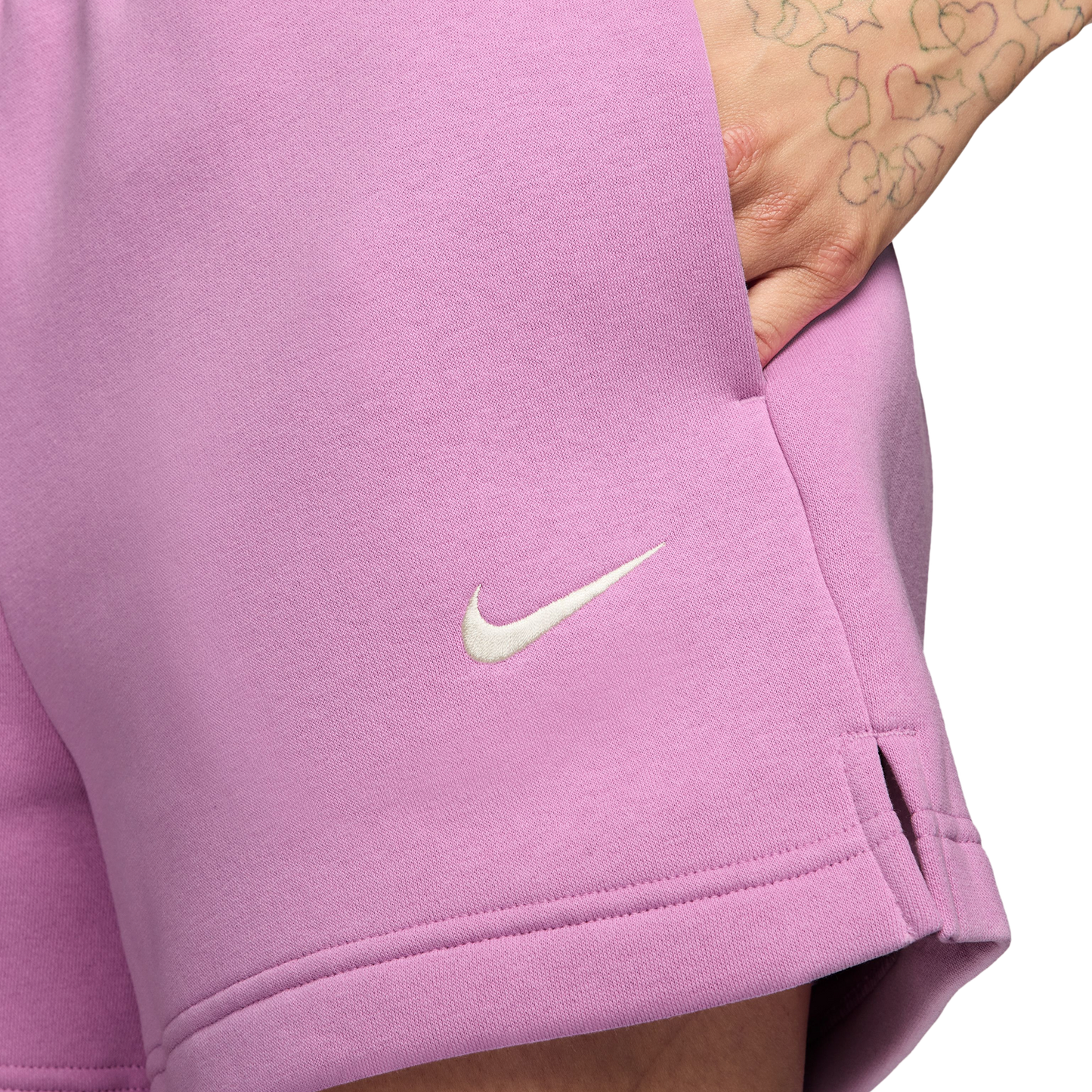 Nike Phoenix Fleece MR Shorts - Women's - Light Magenta/Sail