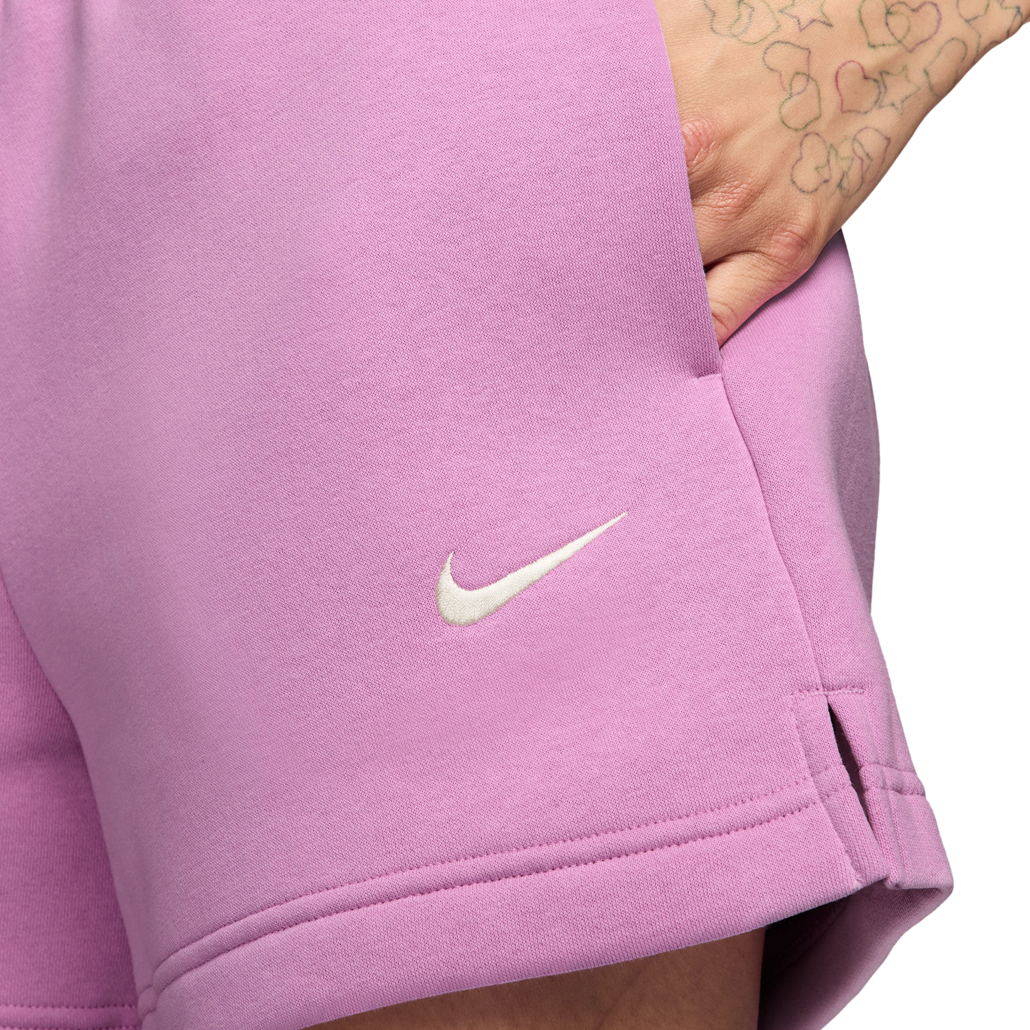 Nike Phoenix Fleece MR Shorts - Women's - Light Magenta/Sail