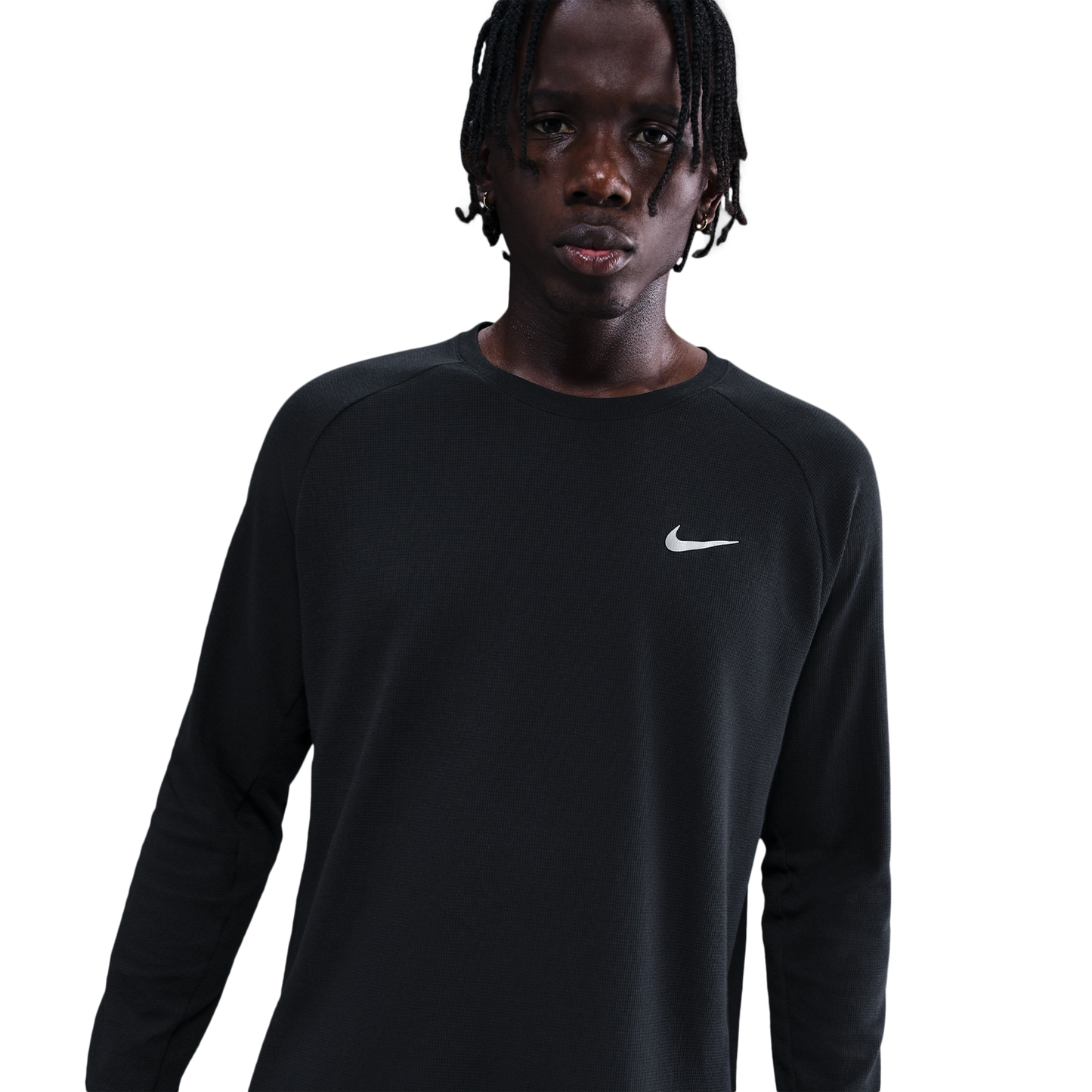 Nike Dri-FIT STRIDE WAFFLE CREW - Men's - Black/Reflective Silver