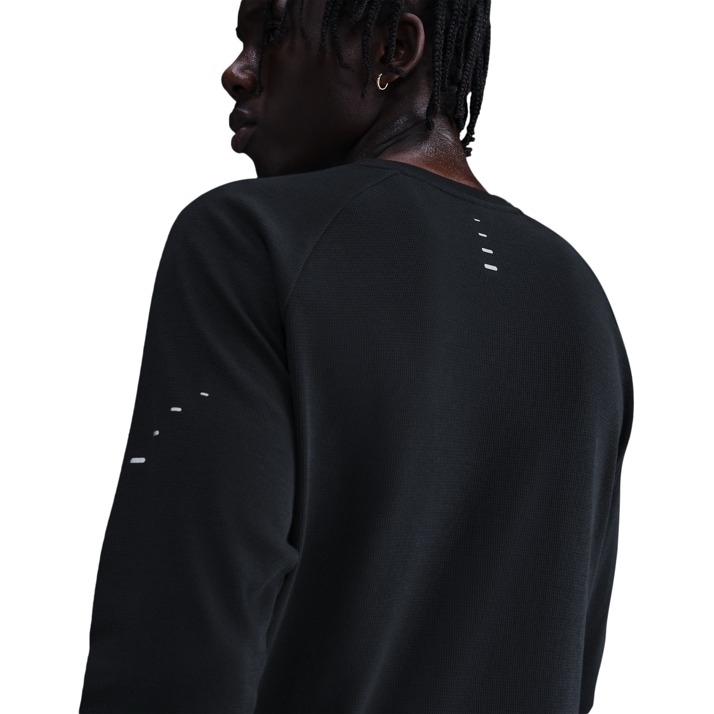 Nike Dri-FIT STRIDE WAFFLE CREW - Men's - Black/Reflective Silver