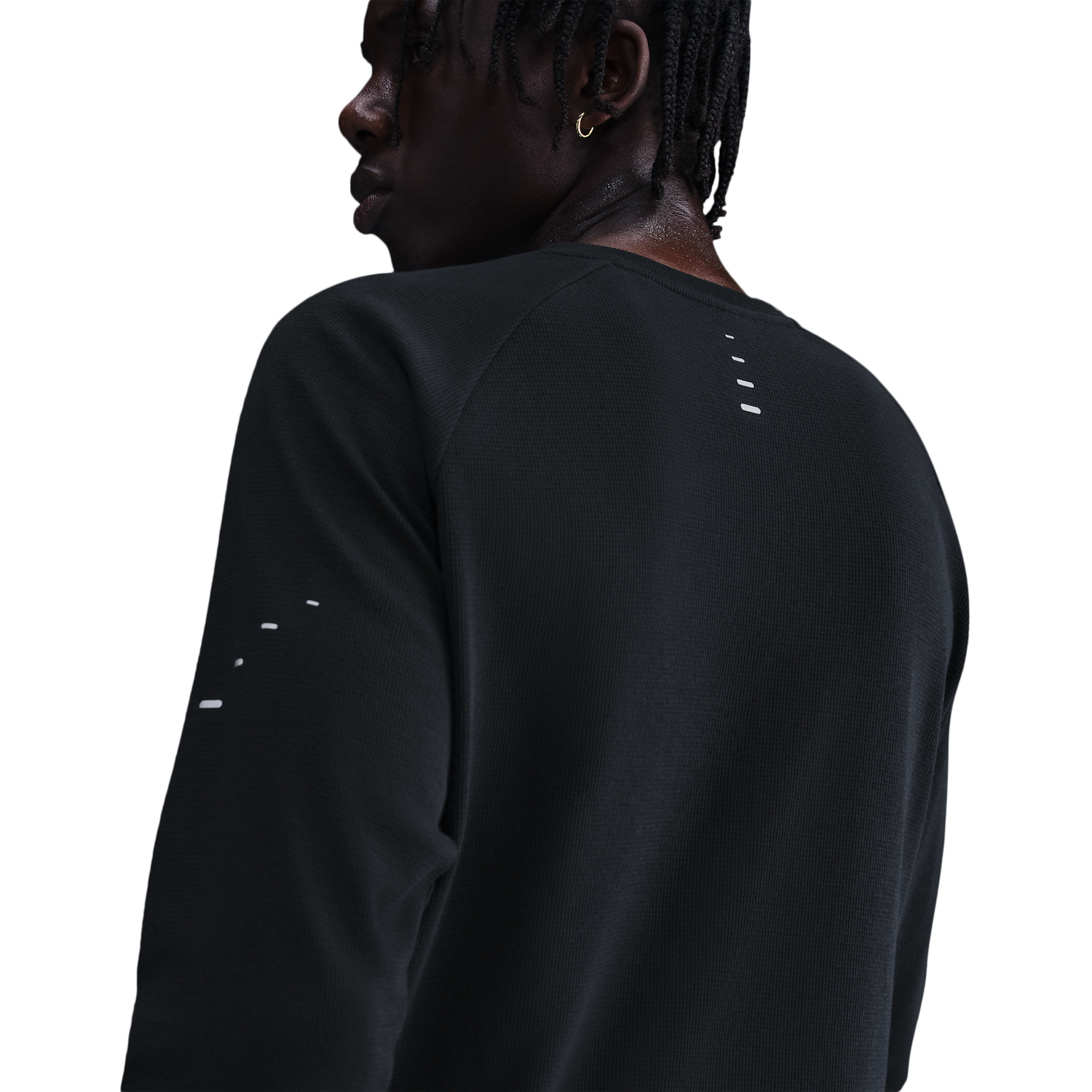 Nike Dri-FIT STRIDE WAFFLE CREW - Men's - Black/Reflective Silver