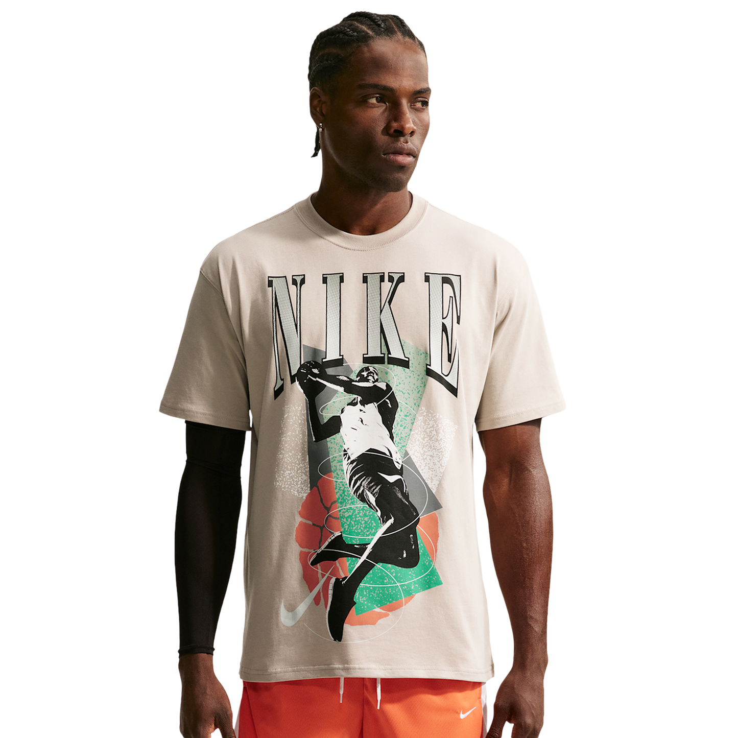 Nike T-Shirt Long Sleeve OC (RETRO BBALL) - Men's - Cream Ii