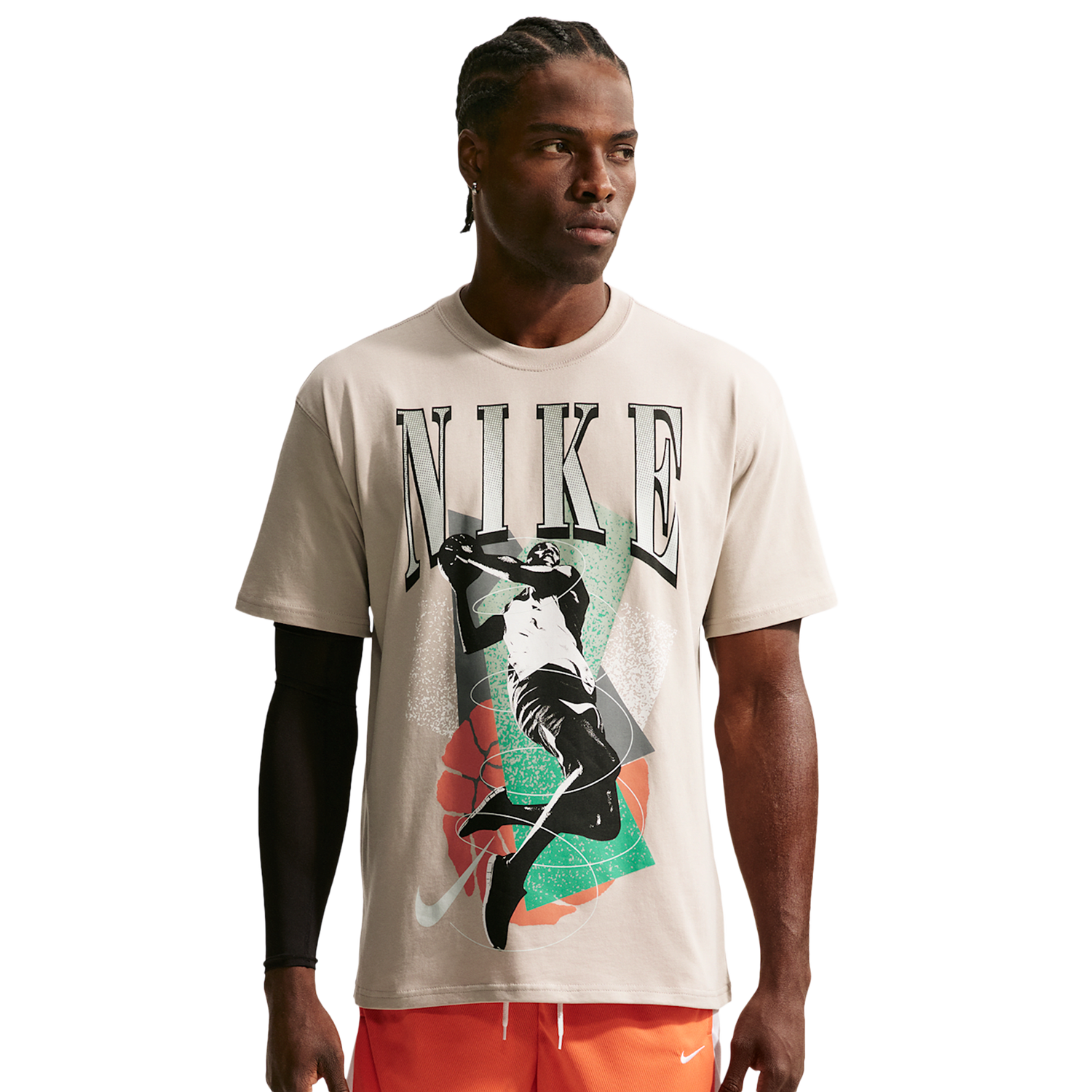 Nike T-Shirt Long Sleeve OC (RETRO BBALL) - Men's - Cream Ii