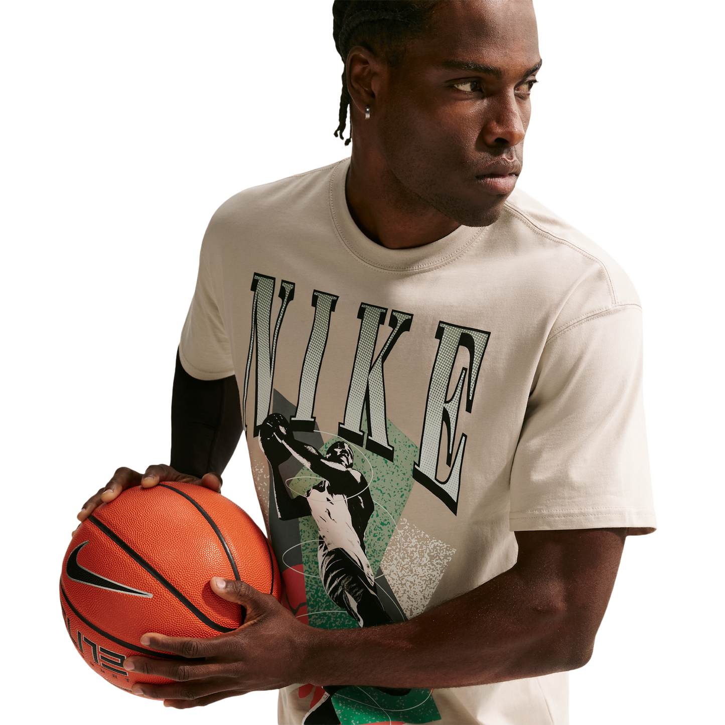 Nike T-Shirt Long Sleeve OC (RETRO BBALL) - Men's - Cream Ii