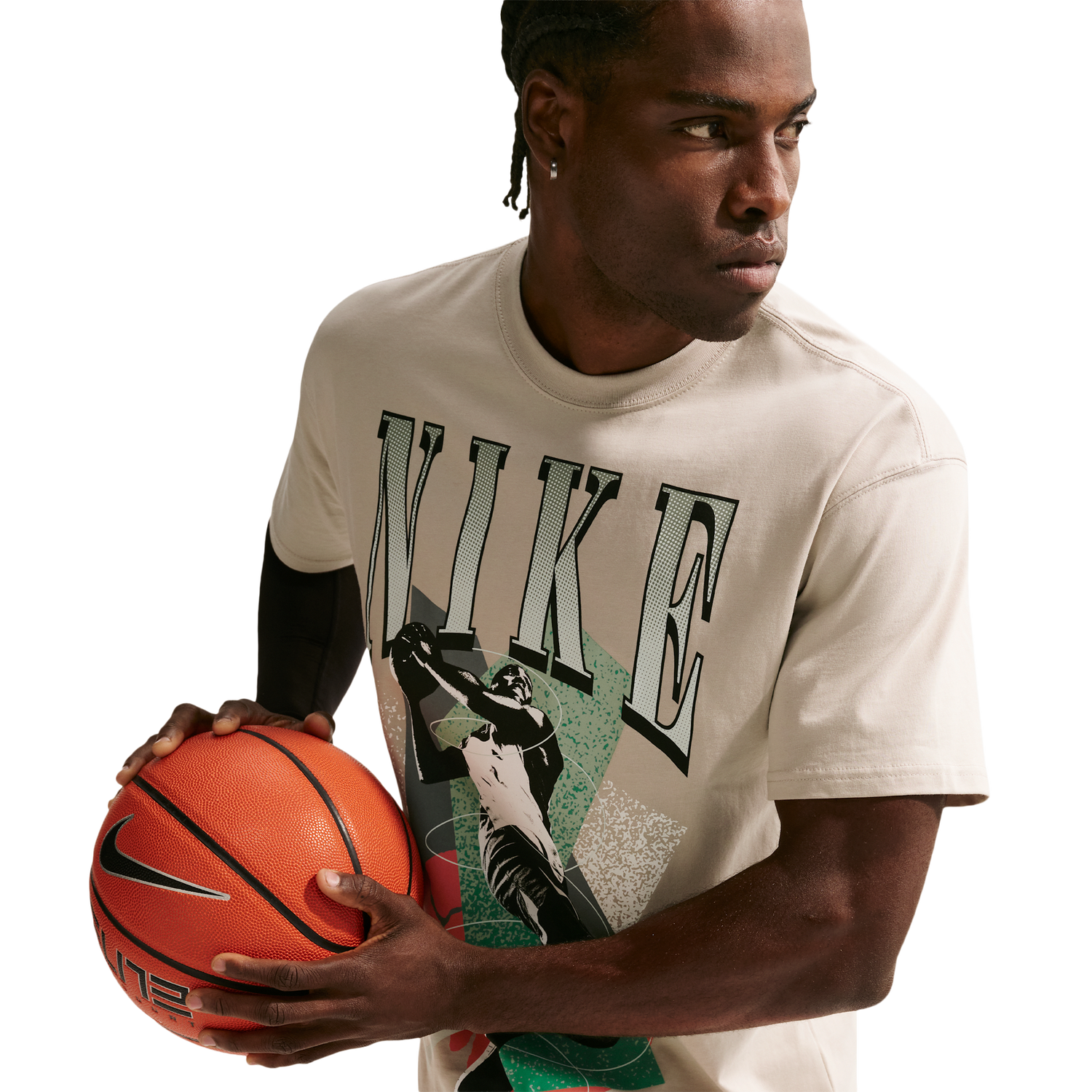 Nike T-Shirt Long Sleeve OC (RETRO BBALL) - Men's - Cream Ii