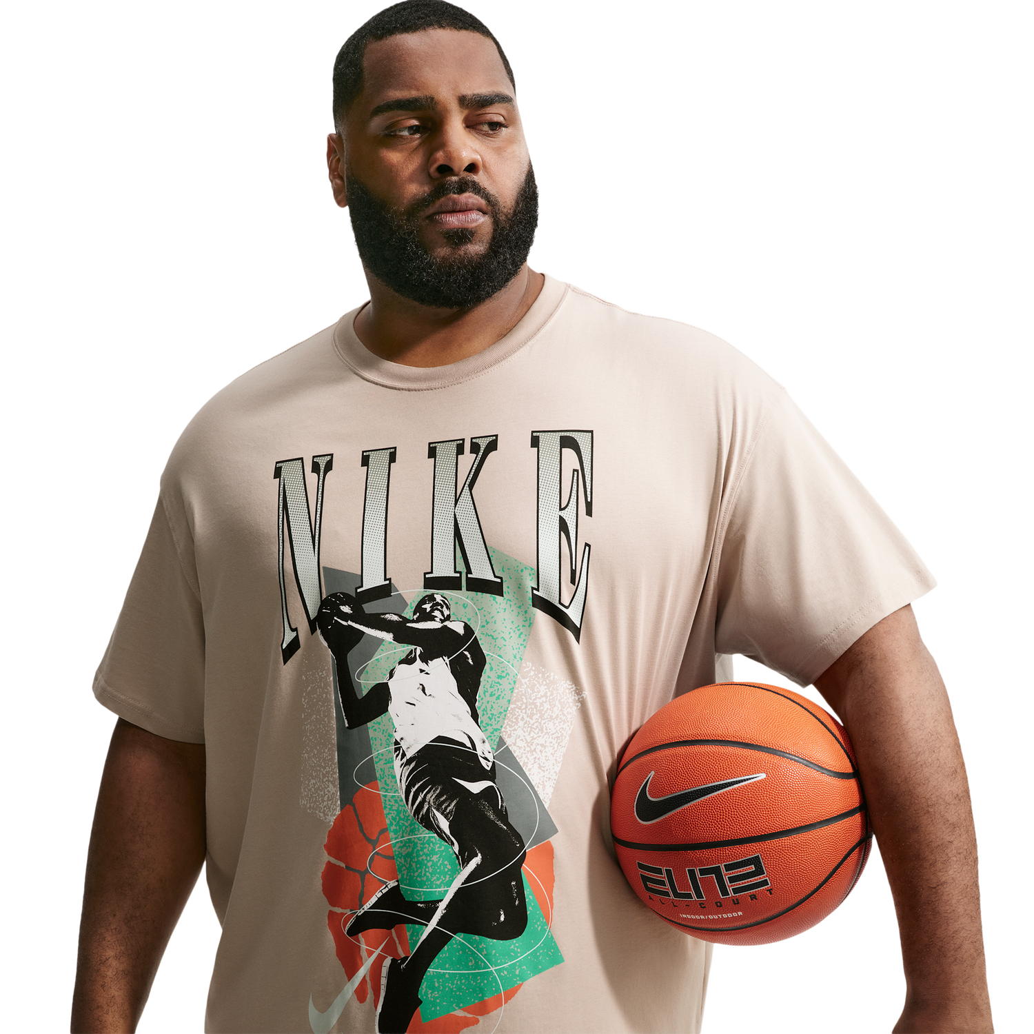 Nike T-Shirt Long Sleeve OC (RETRO BBALL) - Men's - Cream Ii