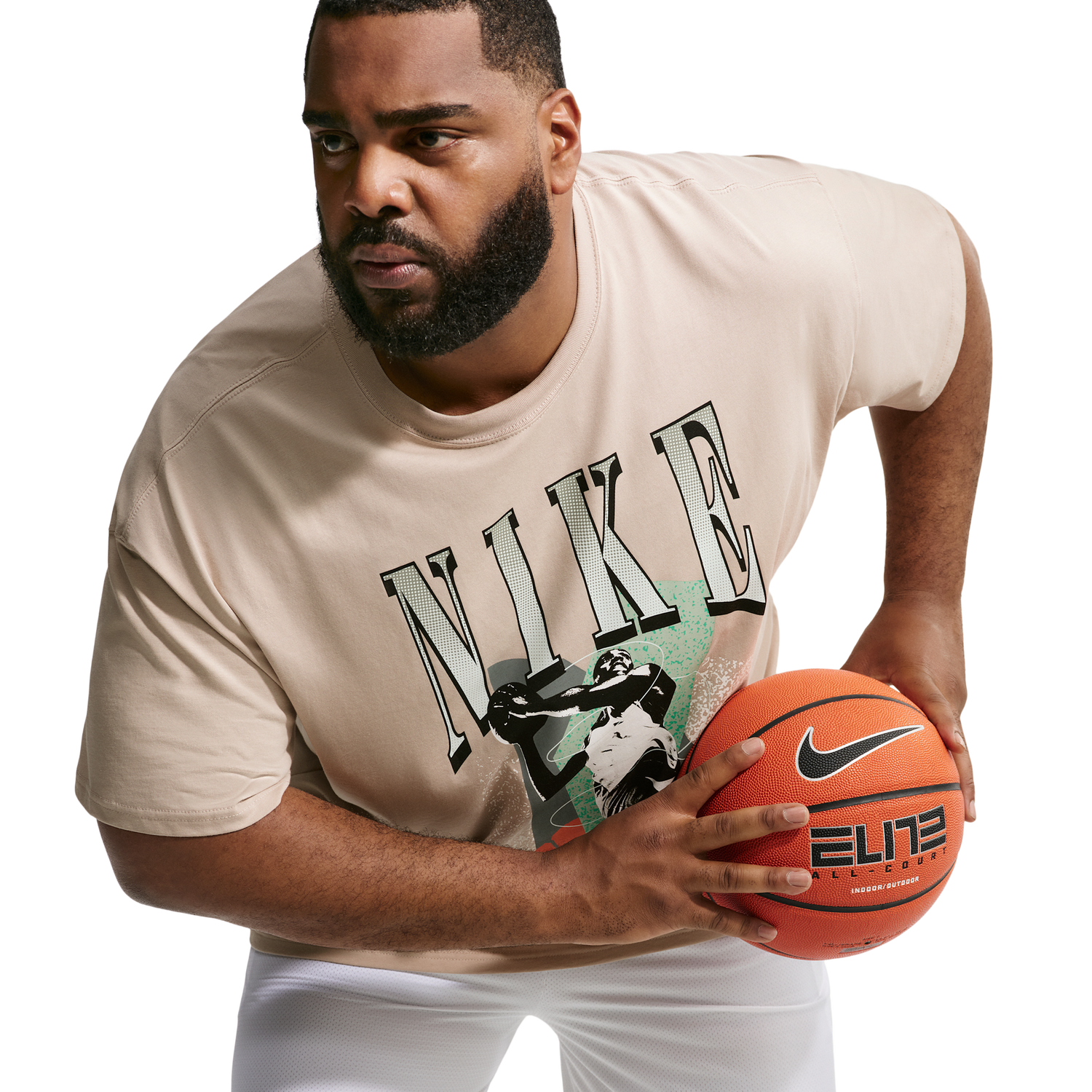 Nike T-Shirt Long Sleeve OC (RETRO BBALL) - Men's - Cream Ii