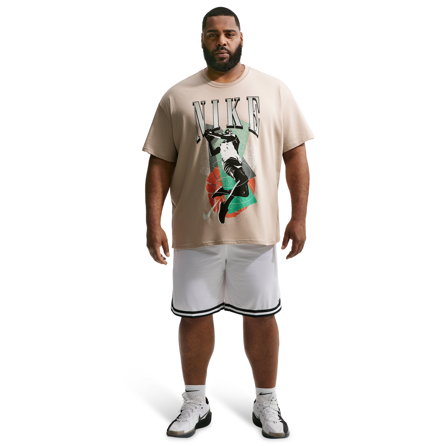 Nike T-Shirt Long Sleeve OC (RETRO BBALL) - Men's - Cream Ii