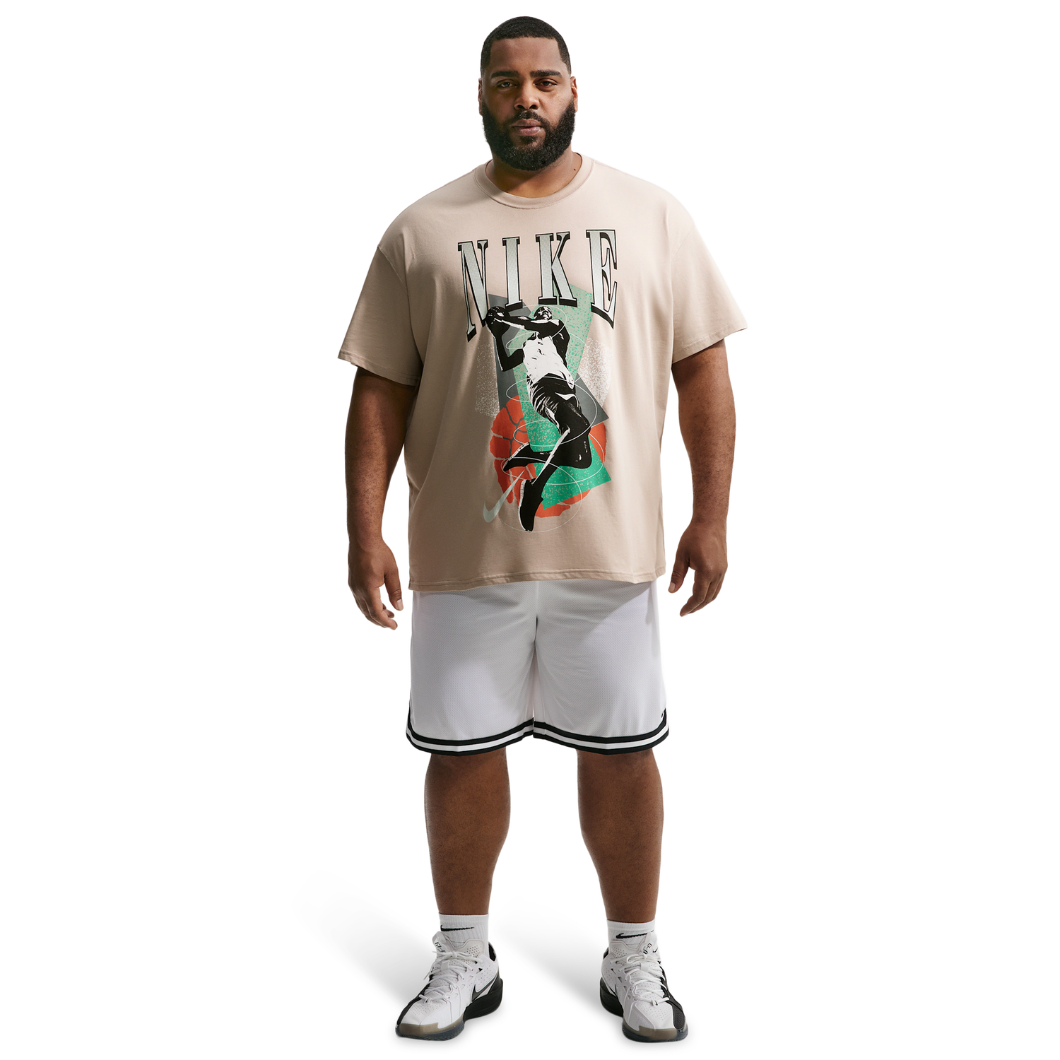 Nike T-Shirt Long Sleeve OC (RETRO BBALL) - Men's - Cream Ii