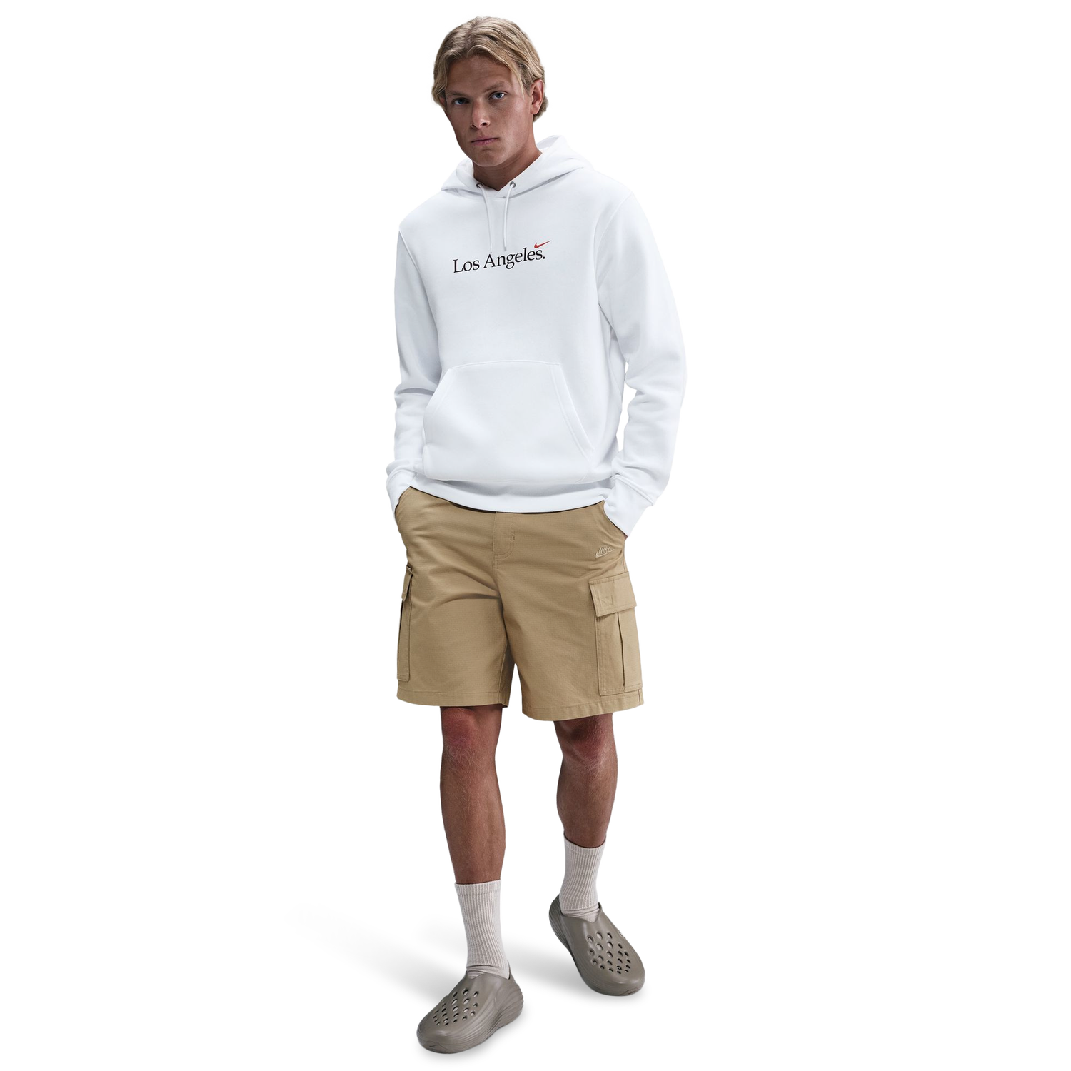 Nike LA Template Club BB Pullover Hoodie - Men's - White/Cosmic Clay