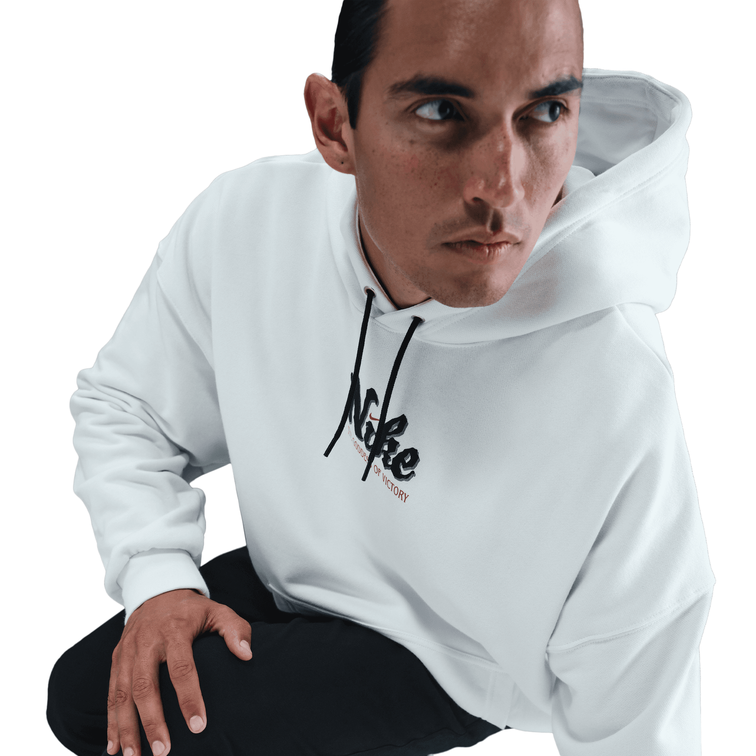 Nike Club Oversized Pullover Victorious Hoodie - Men's - White/Black