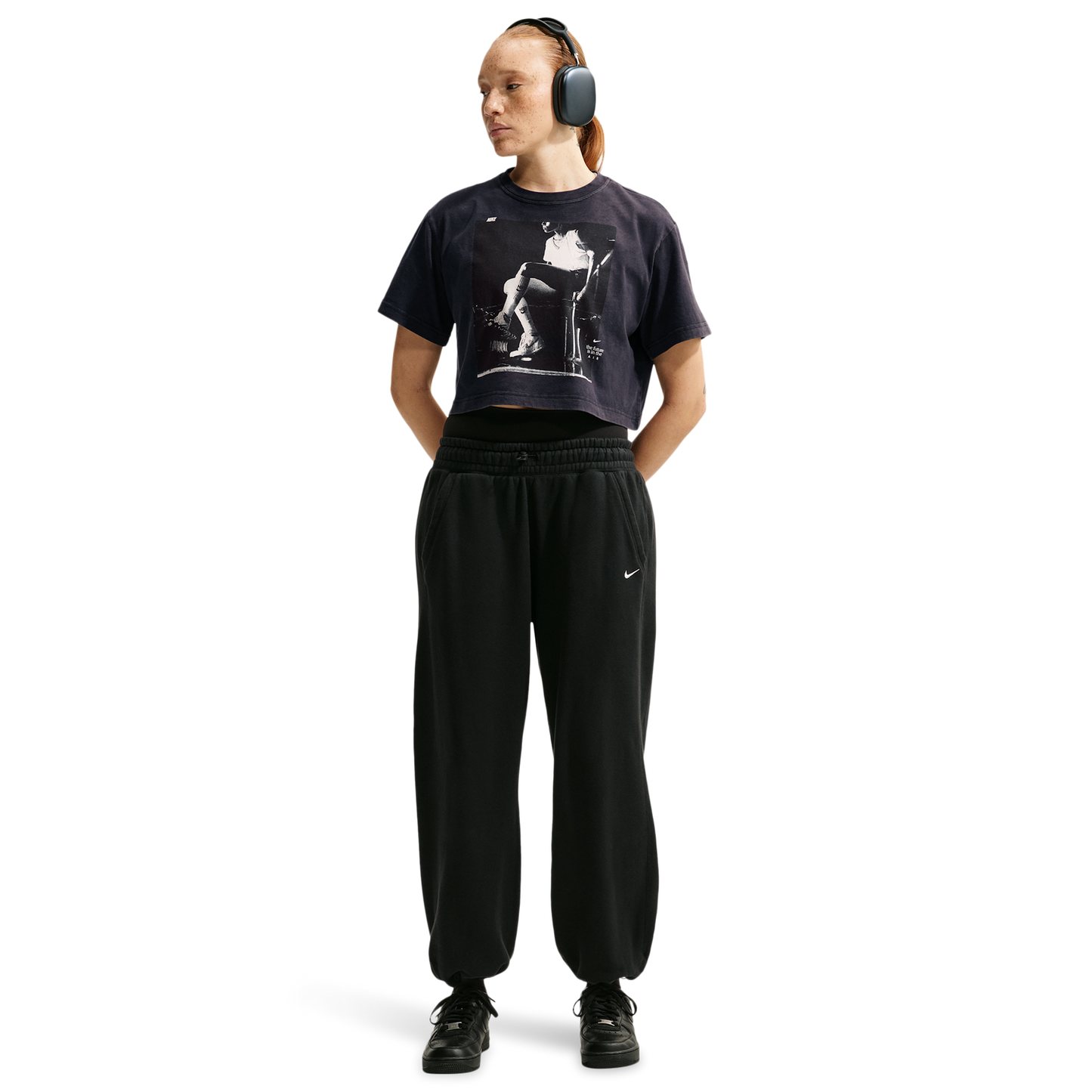 Nike Basketball Photo Crop Tee - Women's - Black
