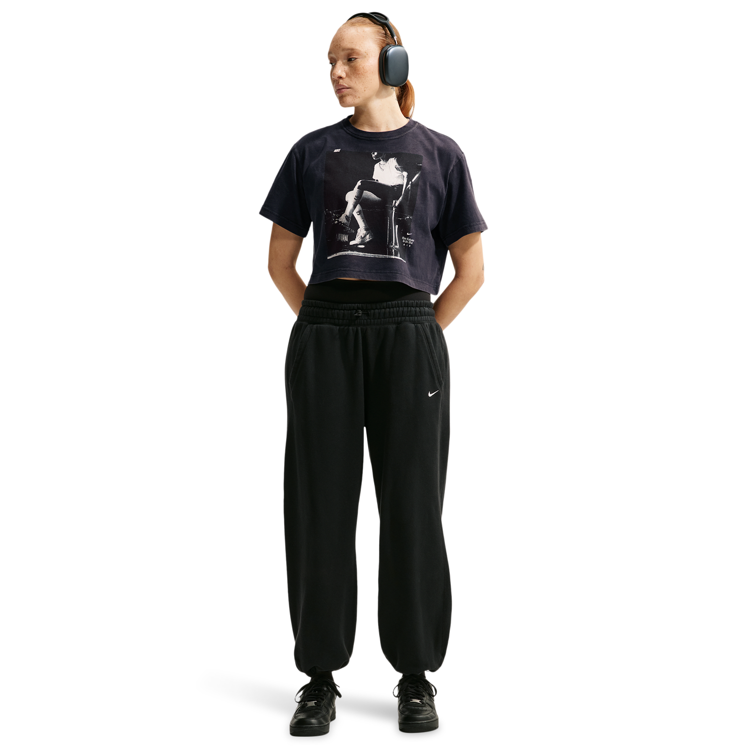 Nike Basketball Photo Crop Tee - Women's - Black