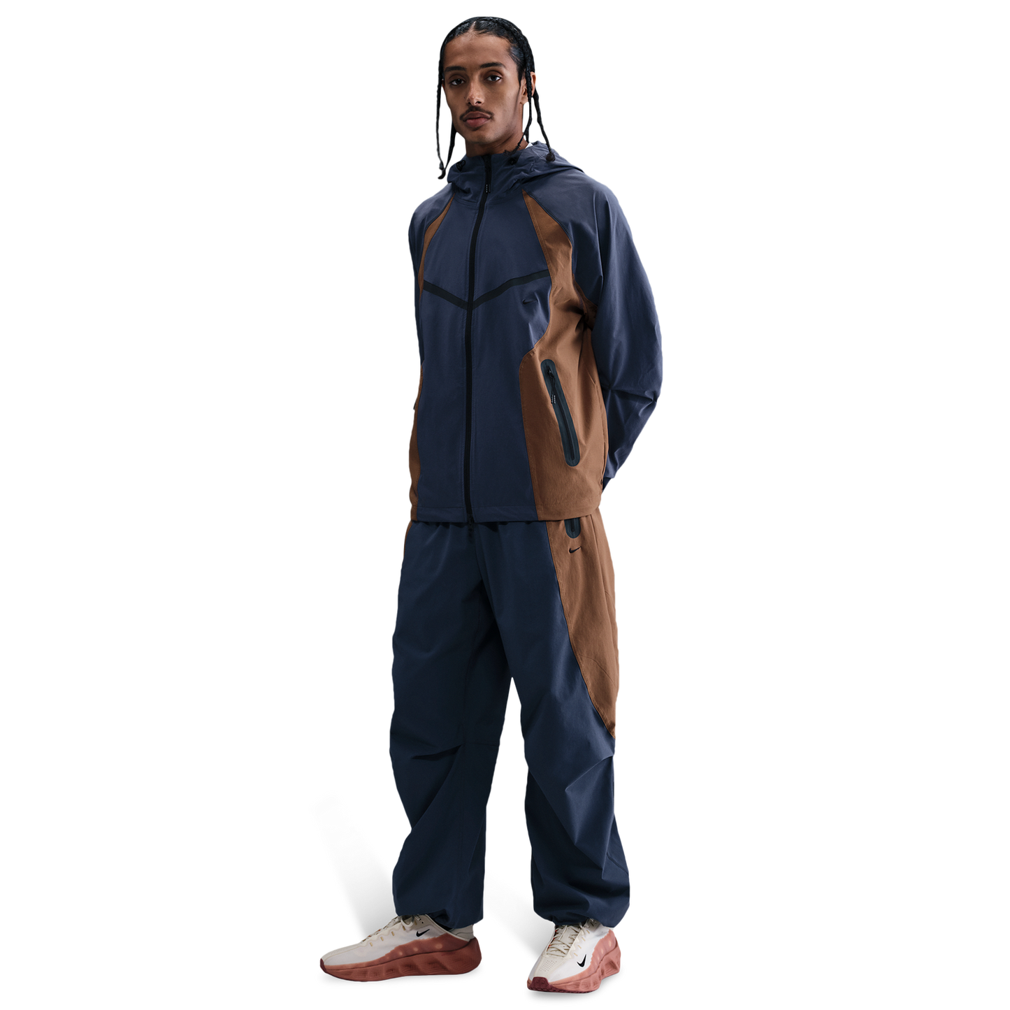 Nike Tech Woven Pro Oversized Pants - Men's - Thunder Blue/Mosswood Brown/Black