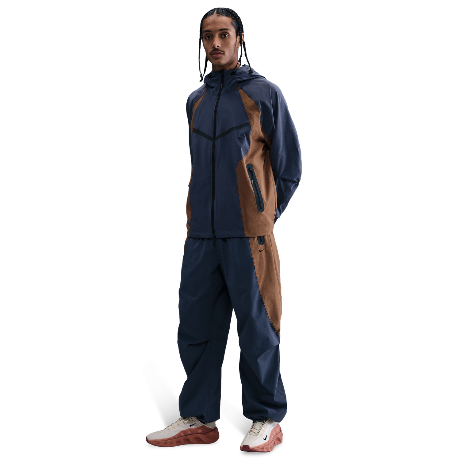 Nike Tech Woven Pro Oversized Pants - Men's - Thunder Blue/Mosswood Brown/Black